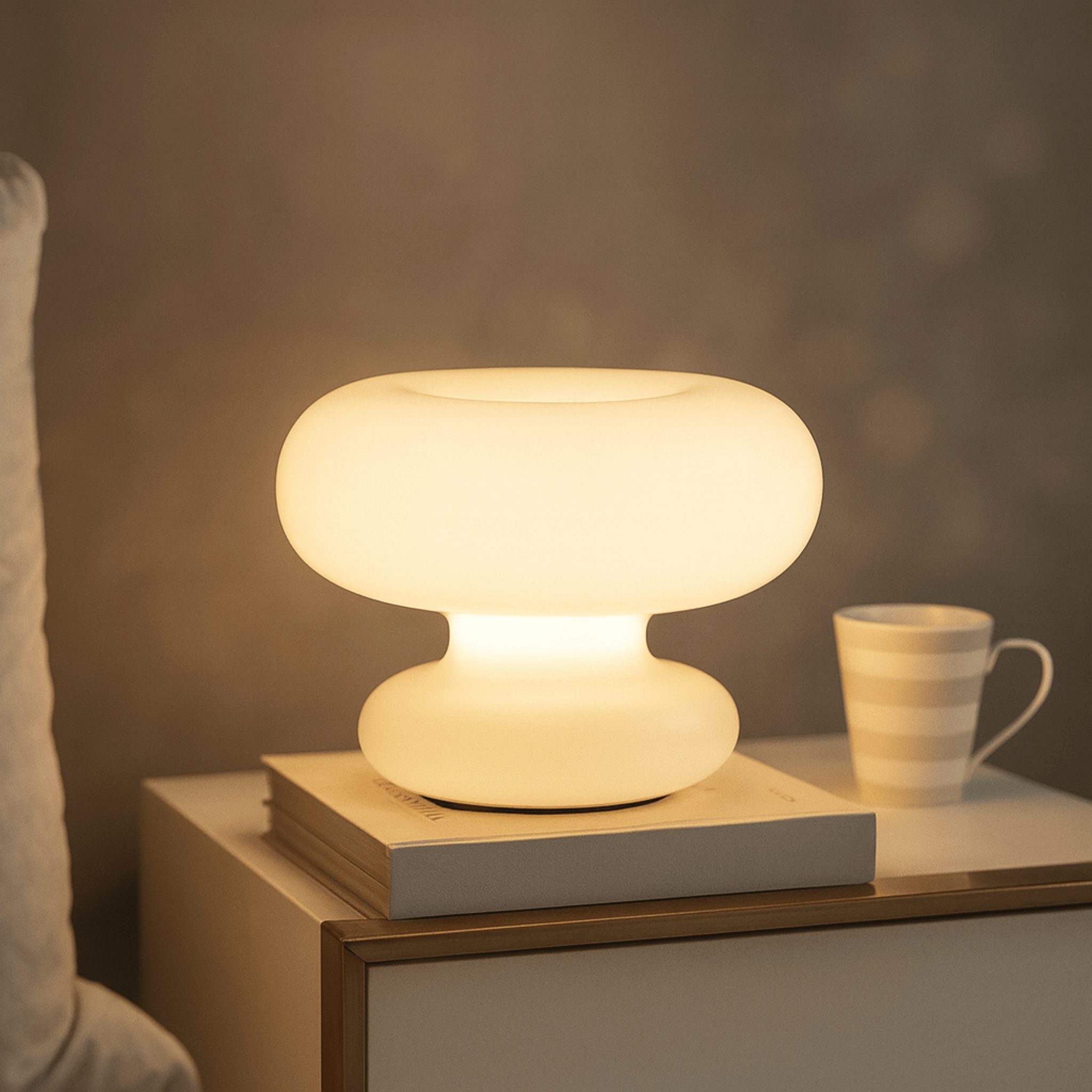 Glodring Donut Glass Table Lamp – Nordic Style, Lamps, White Frosted