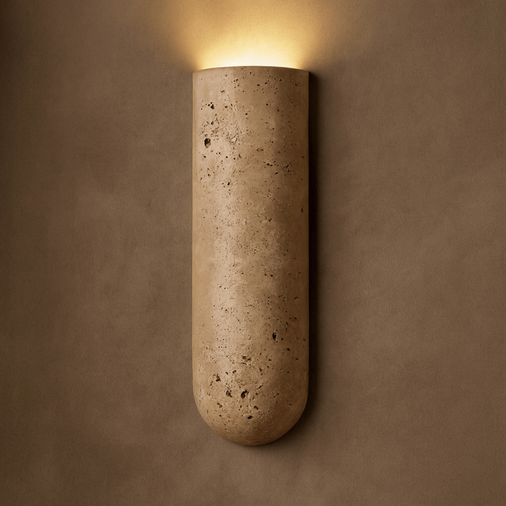 Glodsten Natural Travertine Wall Lamp - LED Sconce, Light Fixtures, Carved Stone