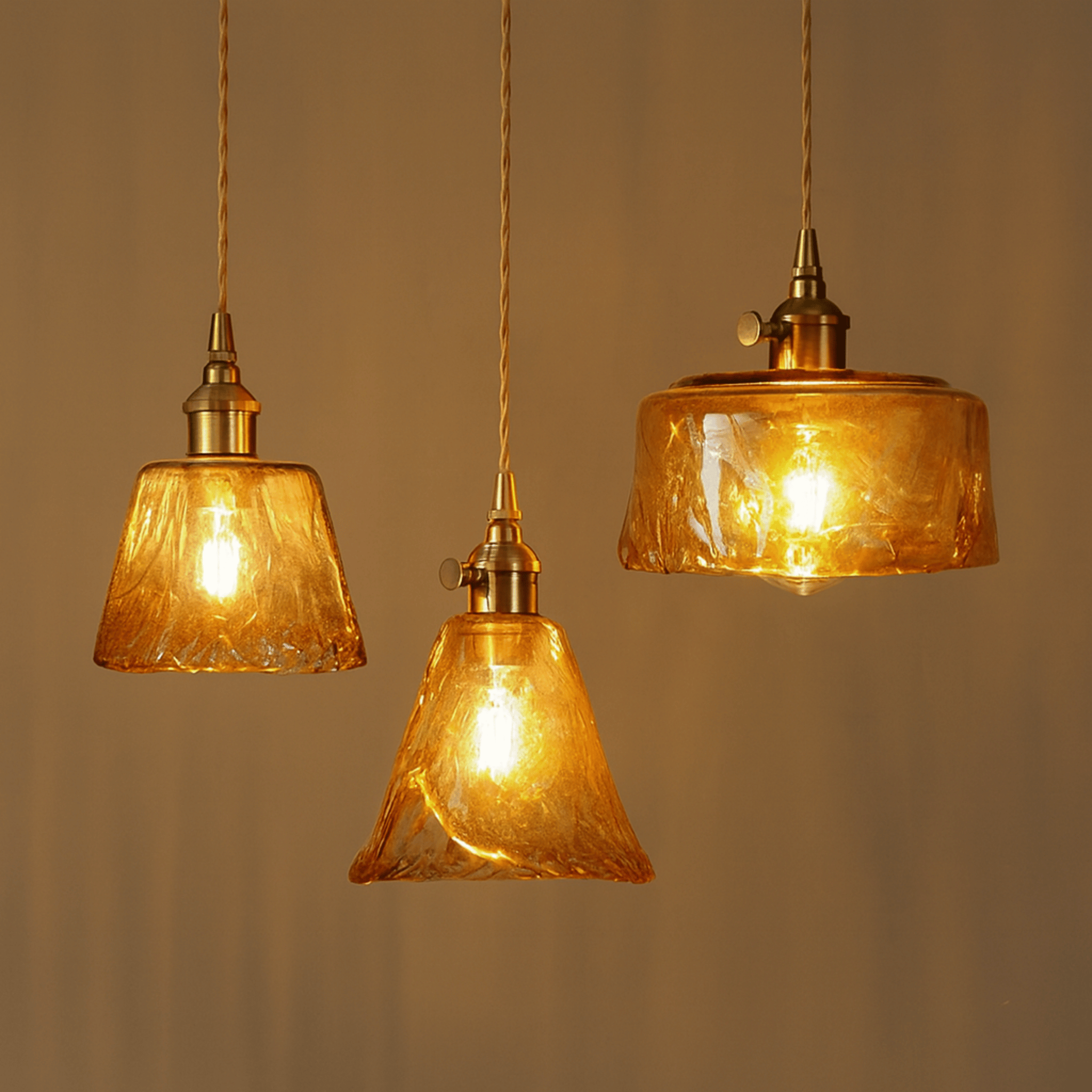 Nordic Copper Pendant Light with Warm Glass Shade, Ceiling Fixtures, Glødvik