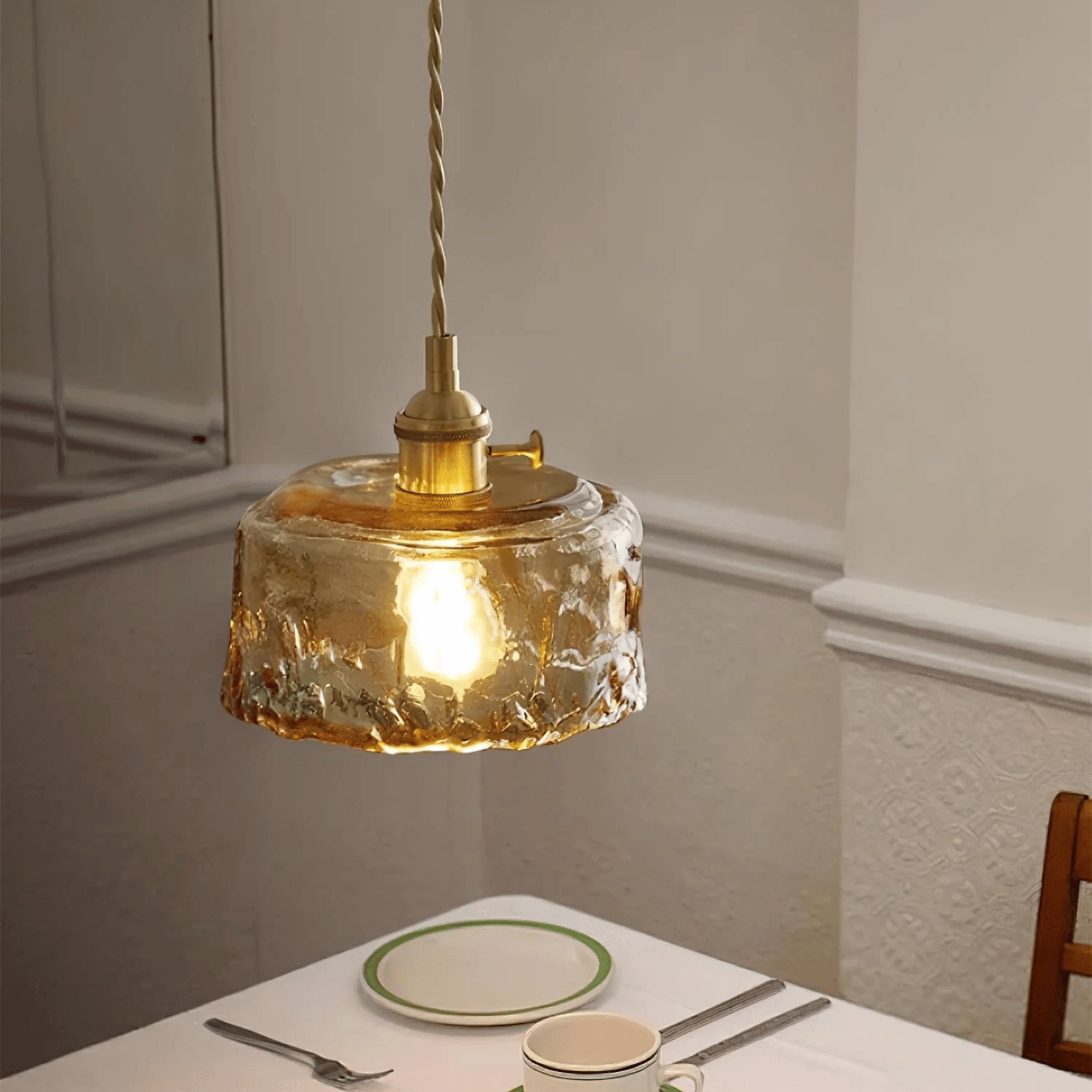 Nordic Copper Pendant Light with Warm Glass Shade, Ceiling Fixtures, Glødvik