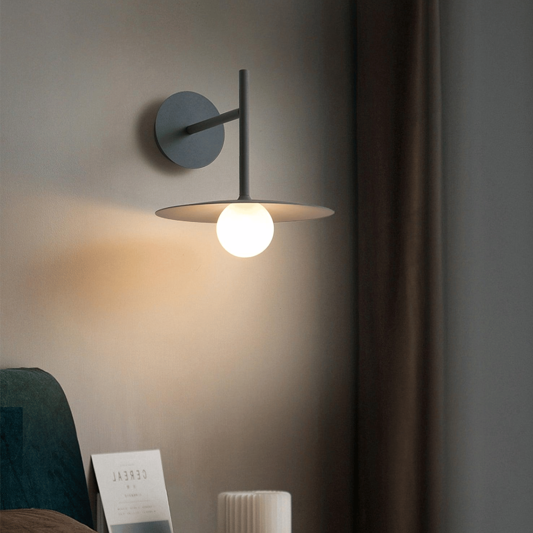 Nordic LED Dimmable Wall Lamp Frosted Glass Shade, Gray, Light Fixtures, Glöd