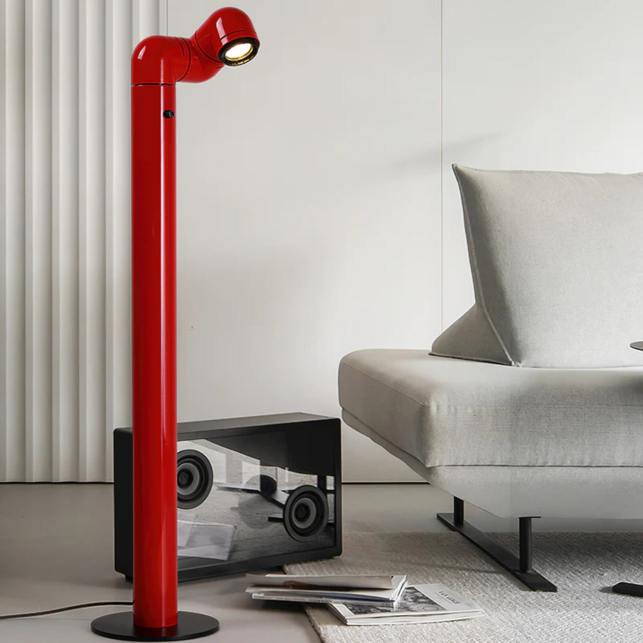Art Deco Floor Lamp with Dual Ambient Lighting, Red, Lamps, Glöda