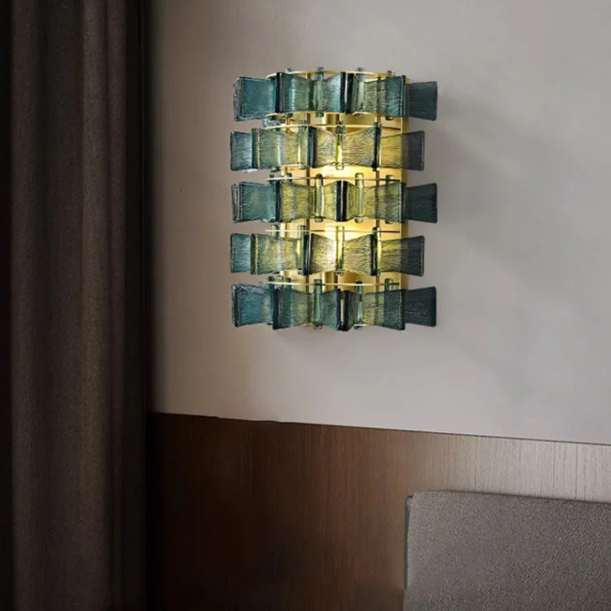 Art Deco Amber Glass Sconce — Nordic Design Skonne, Wall Light Fixtures, Glödra Stained