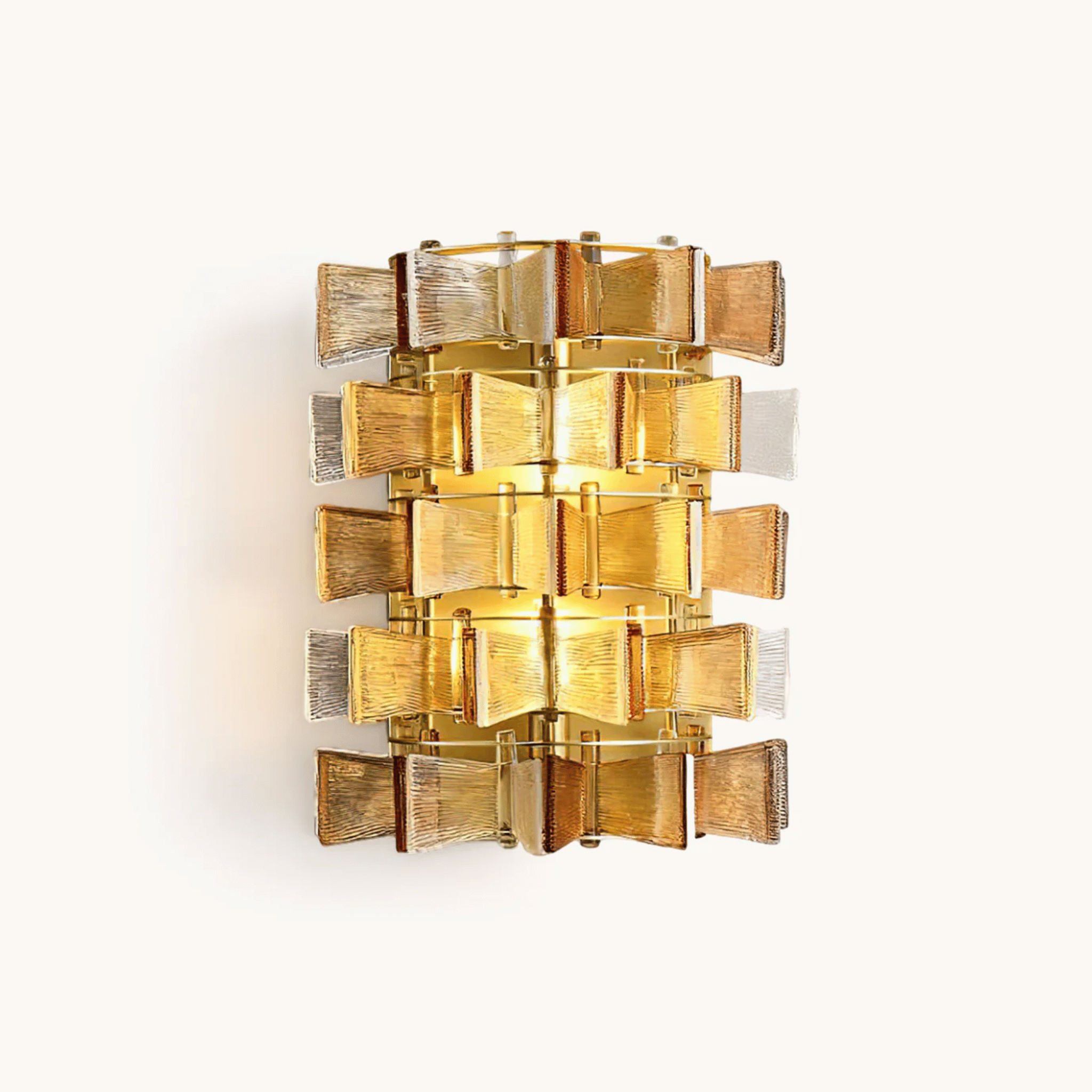 Art Deco Amber Glass Sconce — Nordic Design Skonne, Neutral Light, Wall Fixtures, Glödra Stained