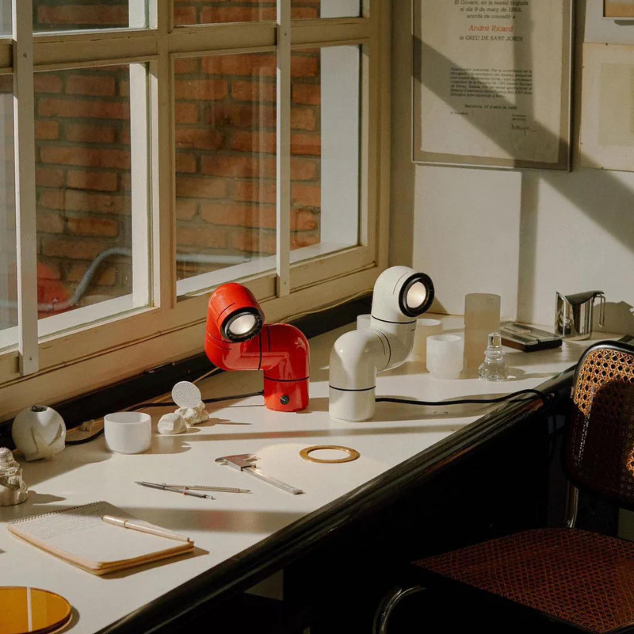 Glödra Art Deco Table Lamp — Nordic Ambient Light, White, Lamps, with Dual Lighting