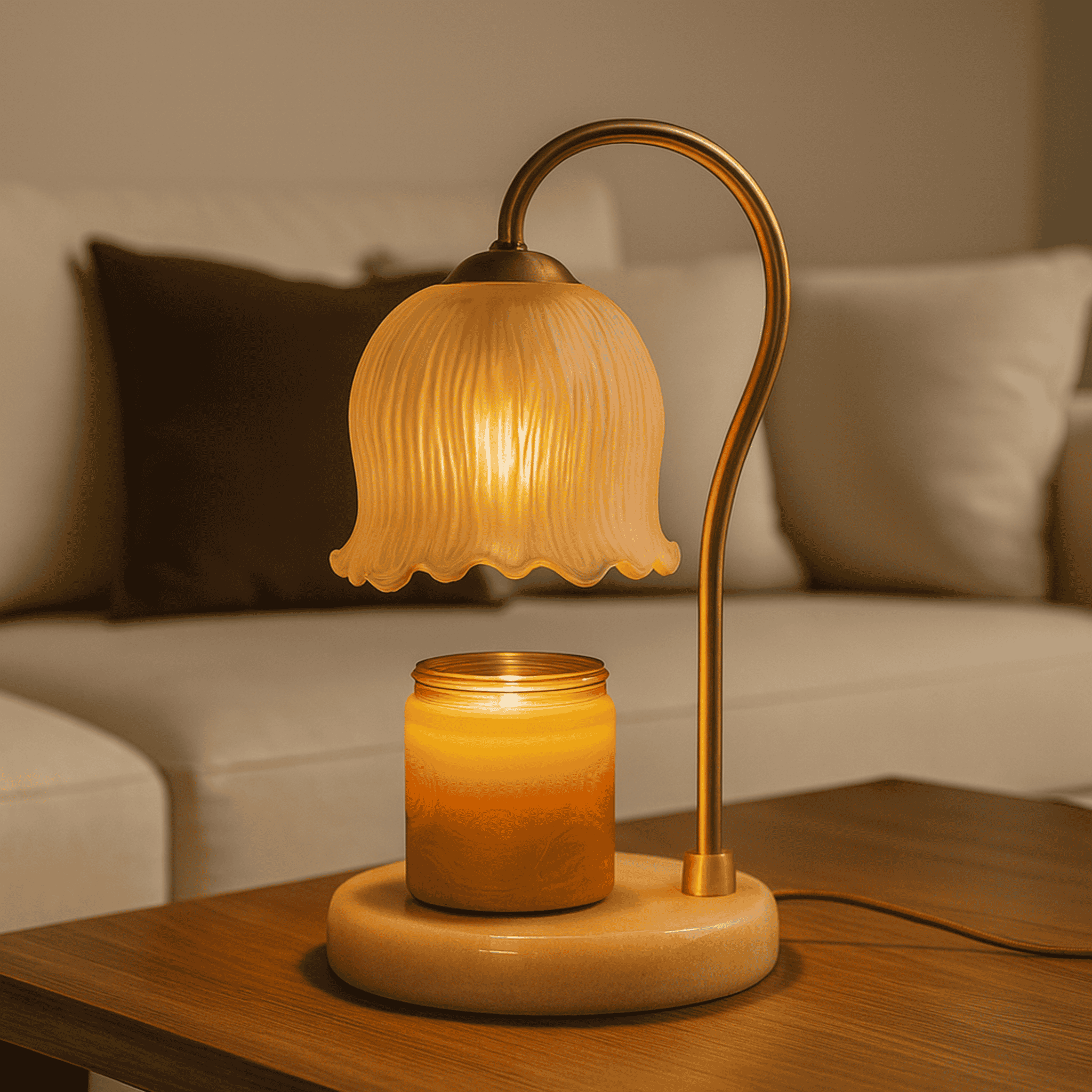 Dimmable Glass Candle Warmer Lamp with Timer | Skonne, Table Lamps, Glödra
