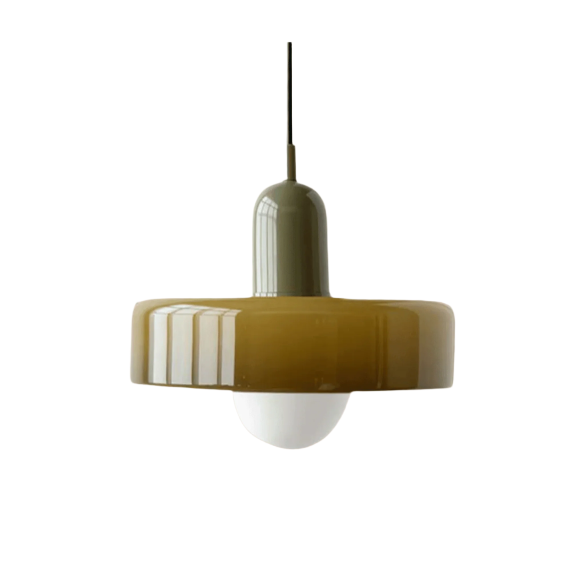 Nordic Bauhaus Glass Pendant Light for Dining Room, Olive, Ceiling Fixtures, Glödra Retro