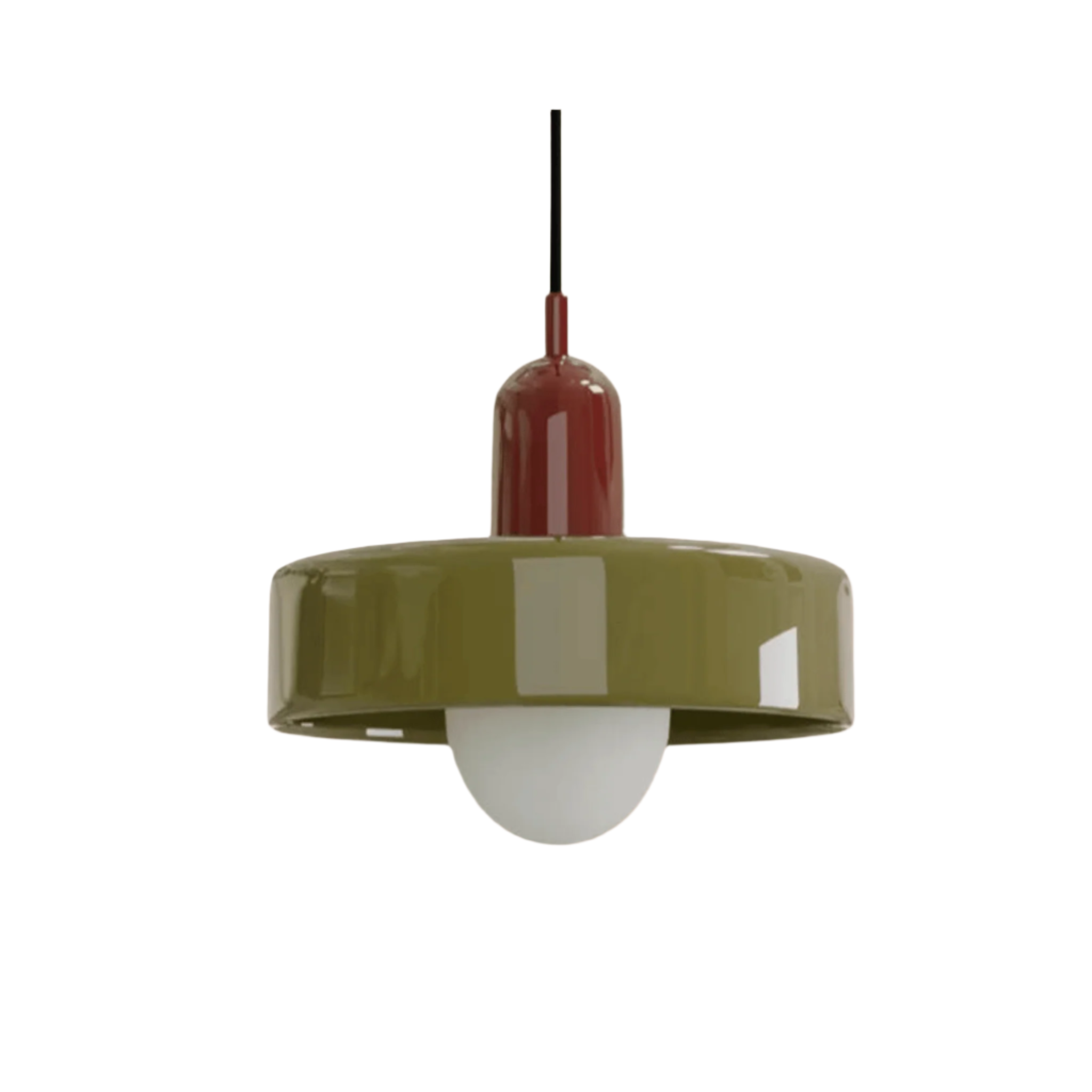 Nordic Bauhaus Glass Pendant Light for Dining Room, Olive & Red, Ceiling Fixtures, Glödra Retro