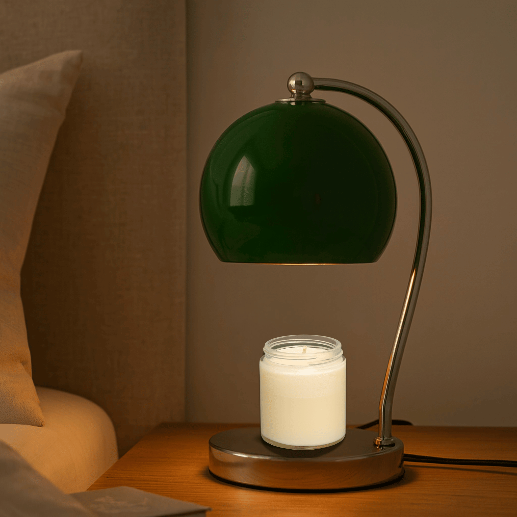 Candle Warmer Lamp with Timer Nordic Design | Skonne, Green, Table Lamps, Glödra Stainless Steel