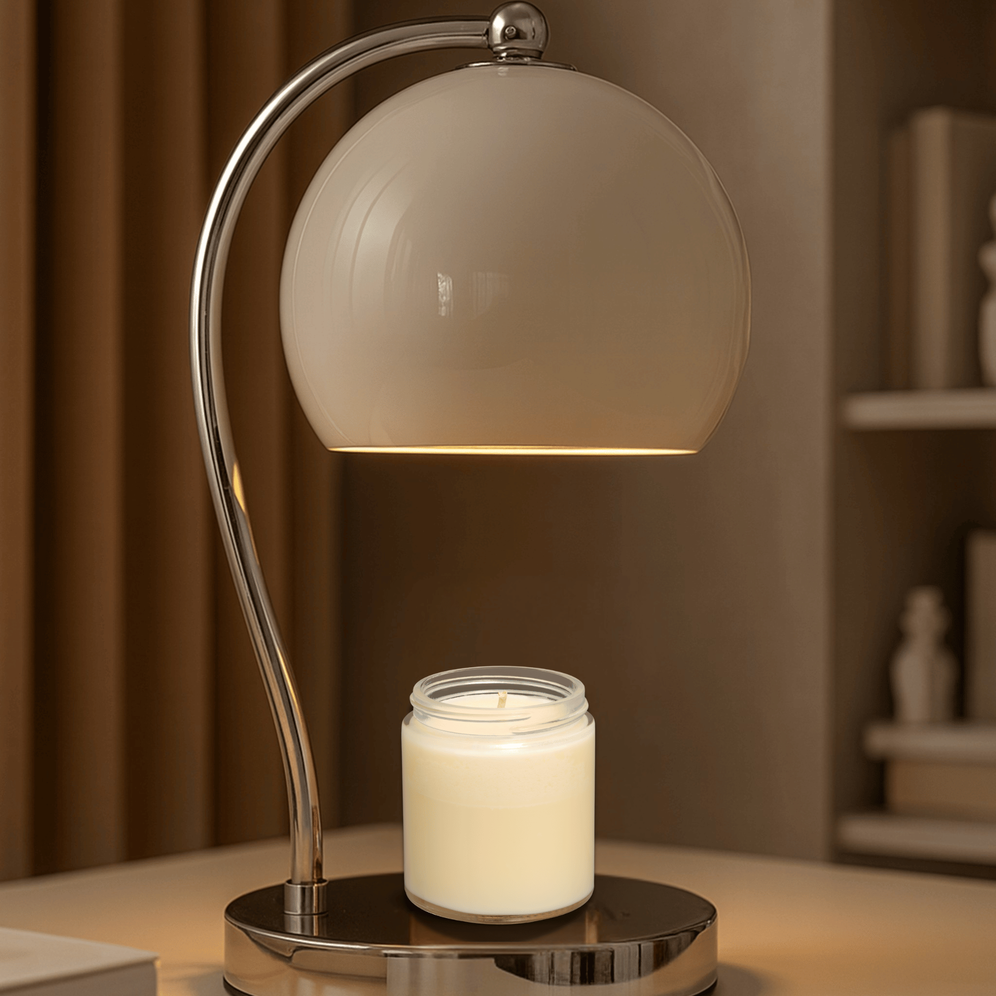 Candle Warmer Lamp with Timer Nordic Design | Skonne, White, Table Lamps, Glödra Stainless Steel