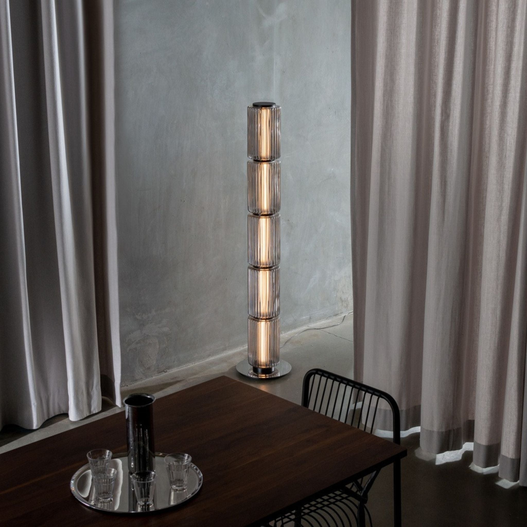 Smoked Glass Floor Lamp Nordic Design LED Included, Medium / Warm Light 3000k, Lamps, Glödva Smoke with Remote