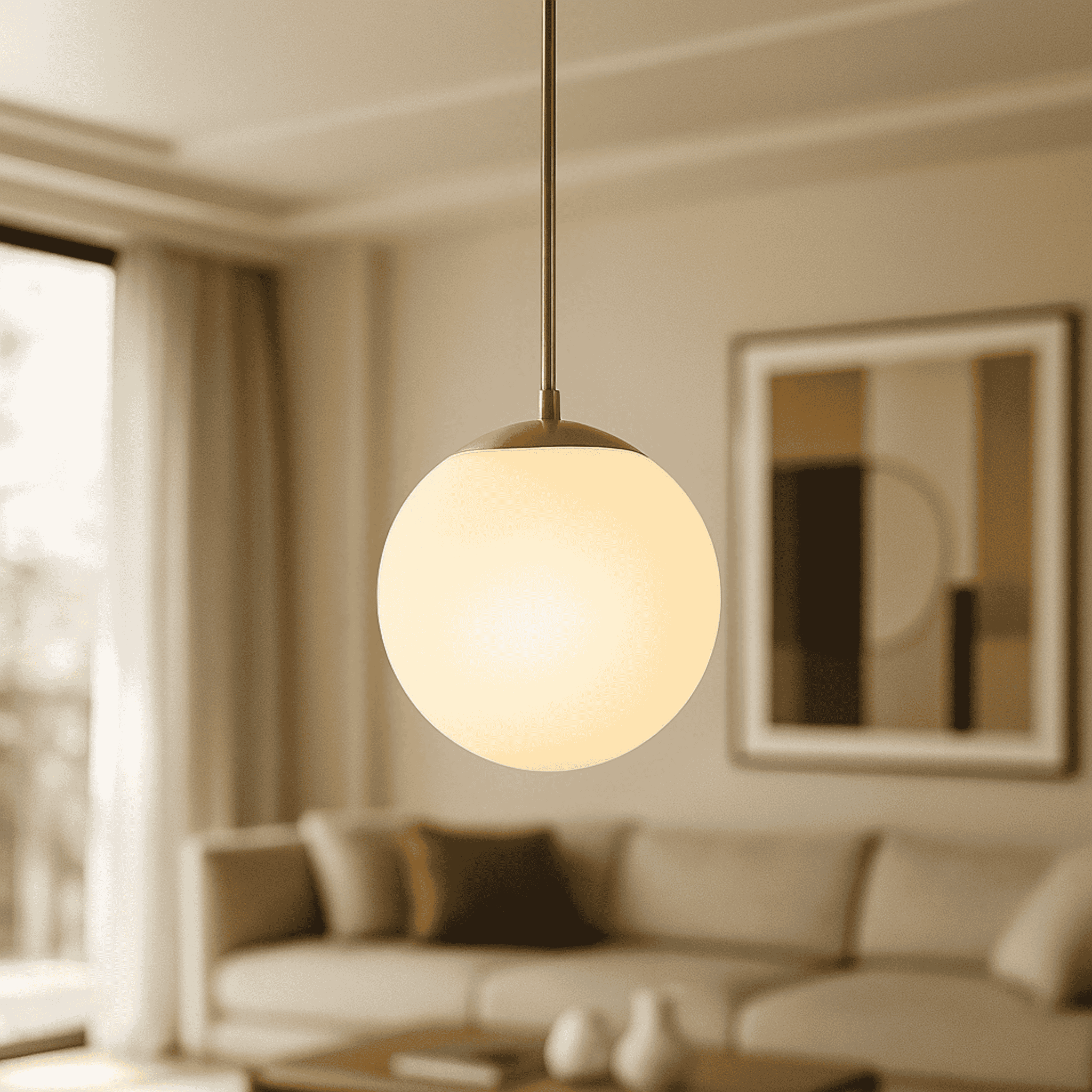 Nordic Glass Globe Pendant Light – Warm Ambient Glow, White, Ceiling Fixtures, Glöra Minimalist Lamp