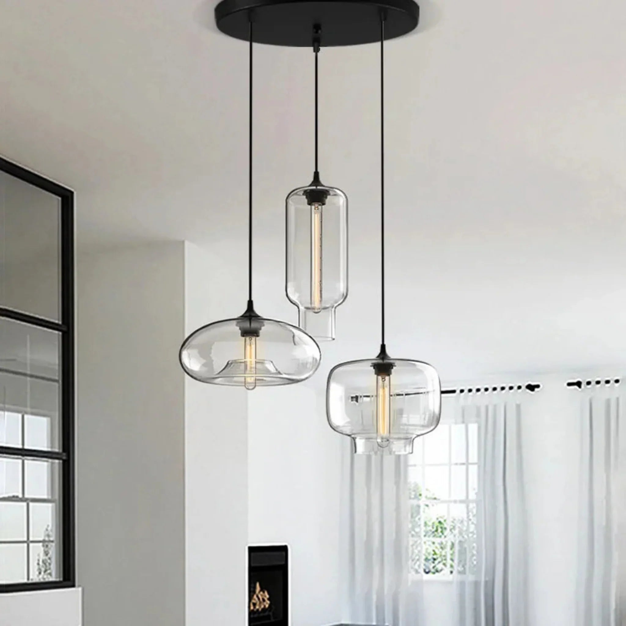 Glora Mouth-Blown Glass Pendant Light Scandinavian, Ceiling Fixtures, Artisan