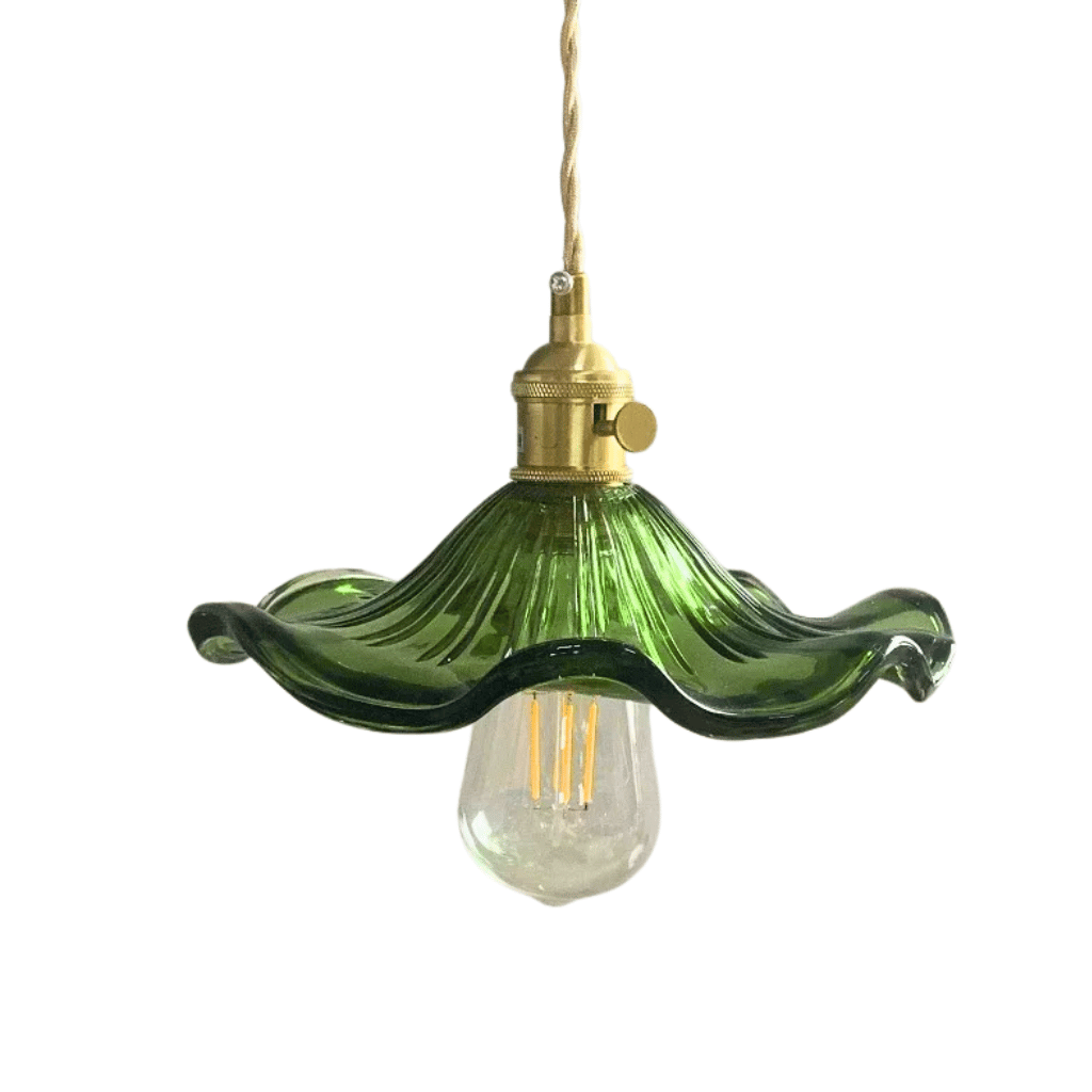 Glora Nordic Glass Pendant Light in Copper Finish, Green, Ceiling Fixtures,