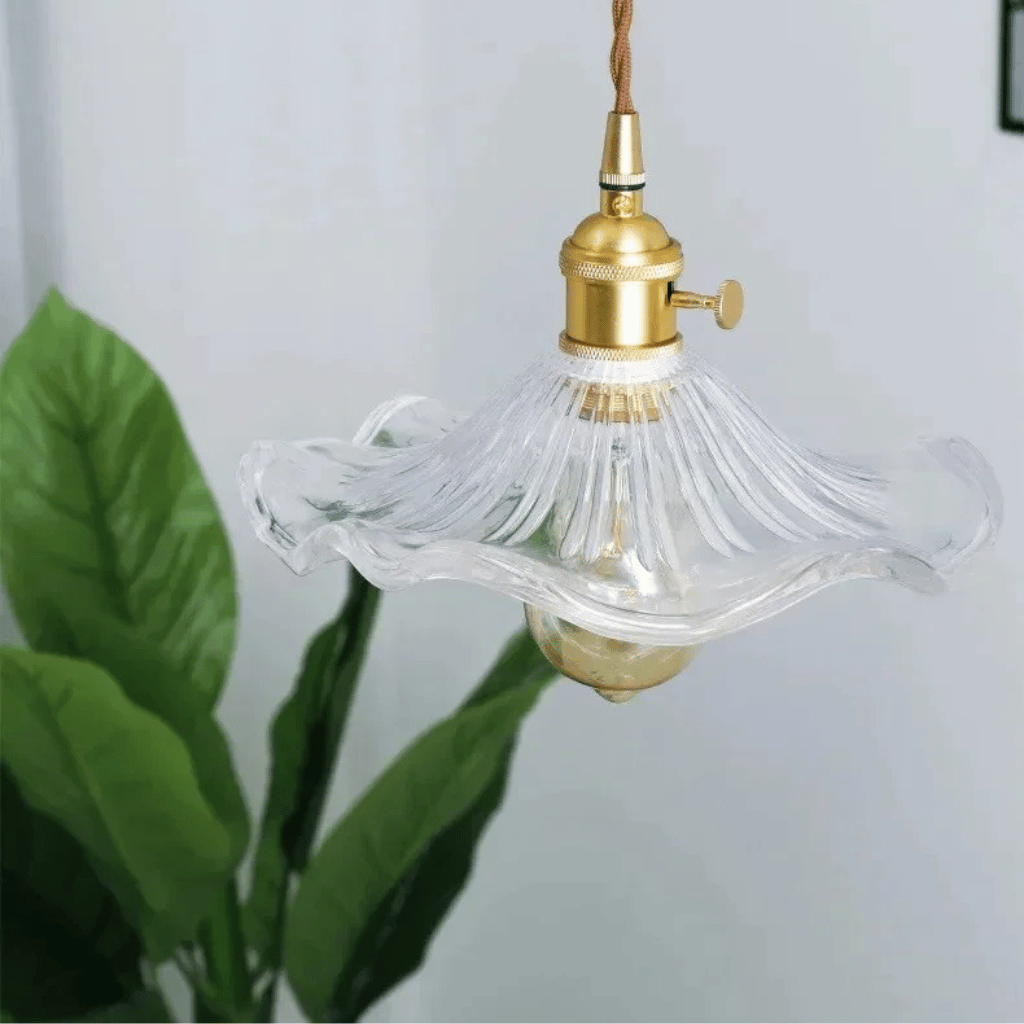 Glora Nordic Glass Pendant Light in Copper Finish, Ceiling Fixtures,