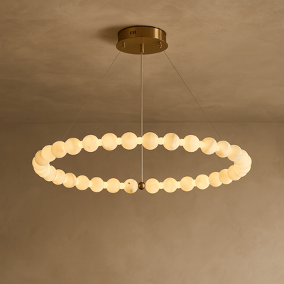 Glorin Alabaster Marble Halo Chandelier for Dining, 18 Lights, Ceiling Light Fixtures, Ring