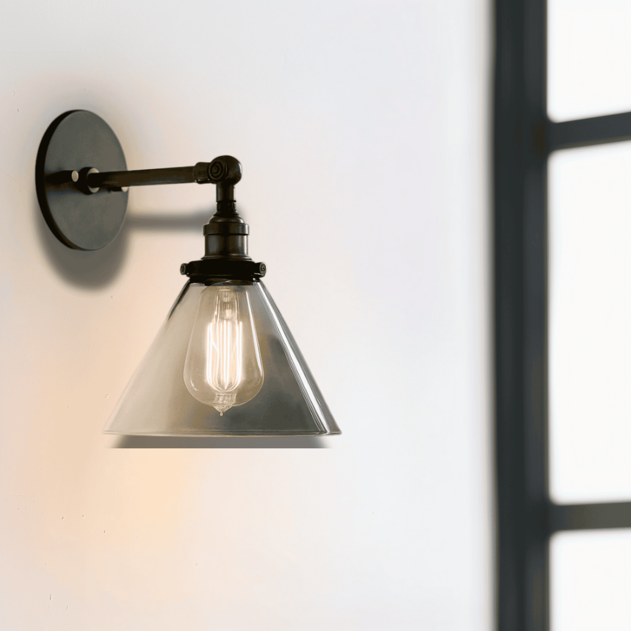 Glova Industrial Glass Wall Sconce - Ambient Light, Fixtures, Retro for Modern Homes