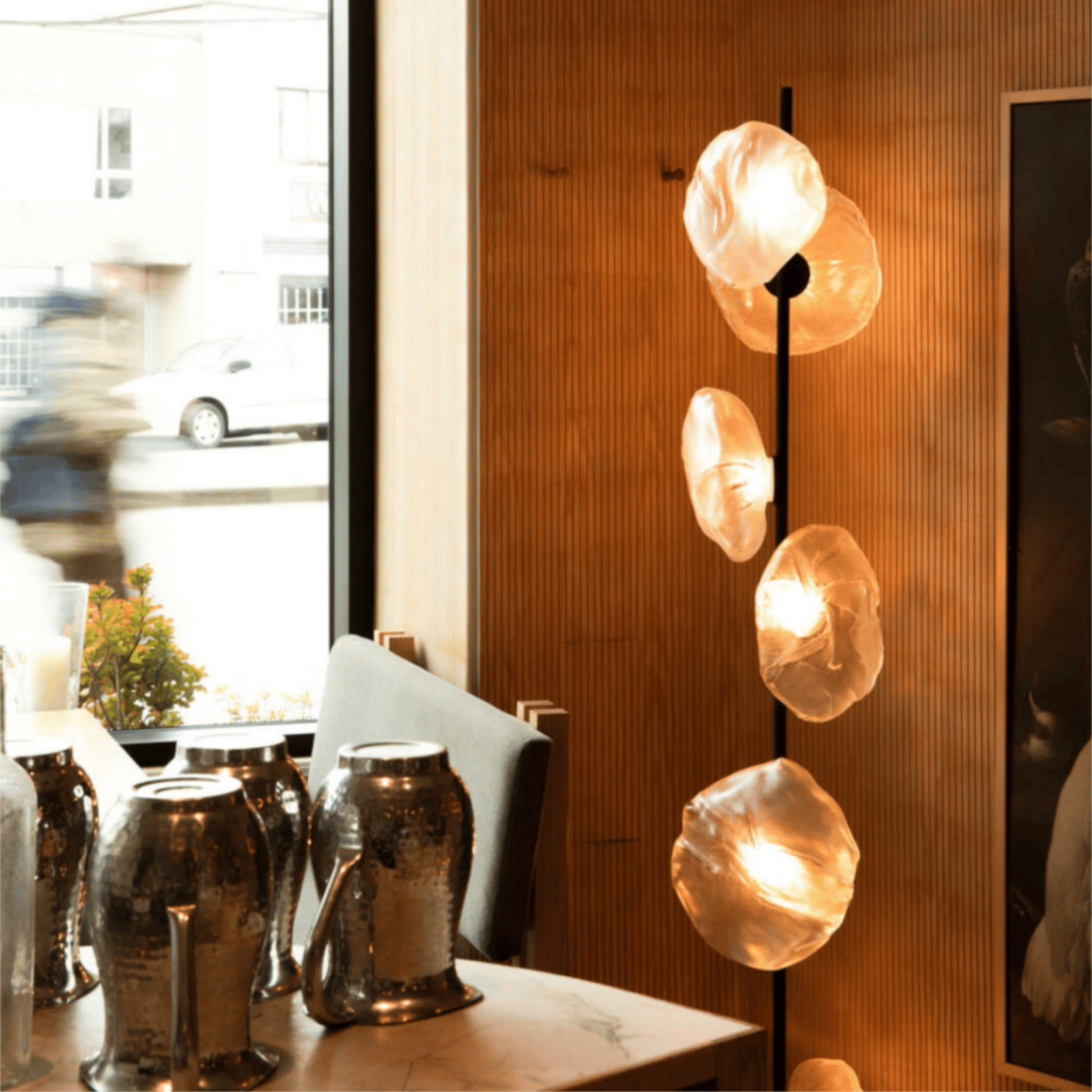 Glovar Artistic Glass Floor Lamp – Warm LED Light, Lamps, Sculptural for Living Room