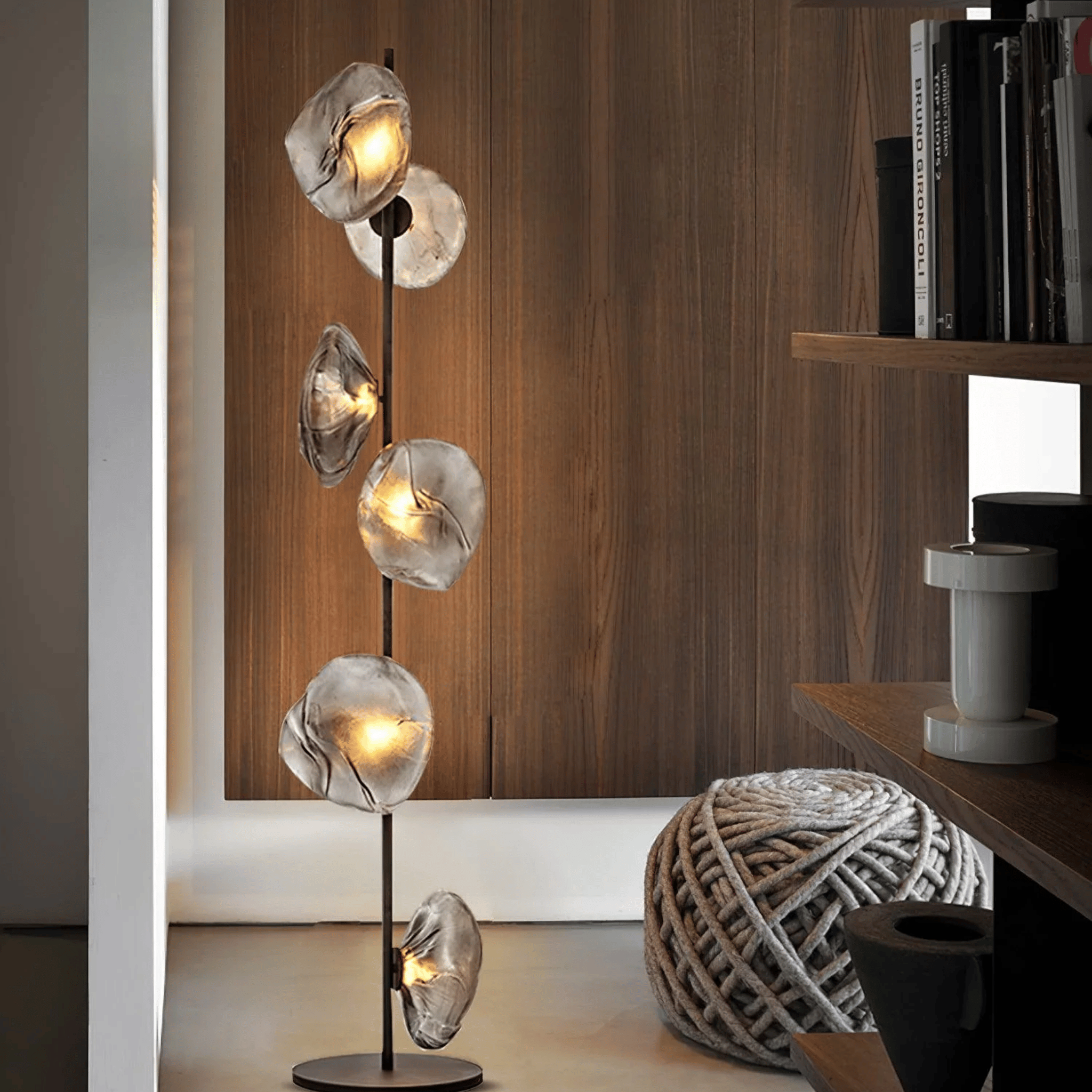 Glovar Artistic Glass Floor Lamp – Warm LED Light, Lamps, Sculptural for Living Room