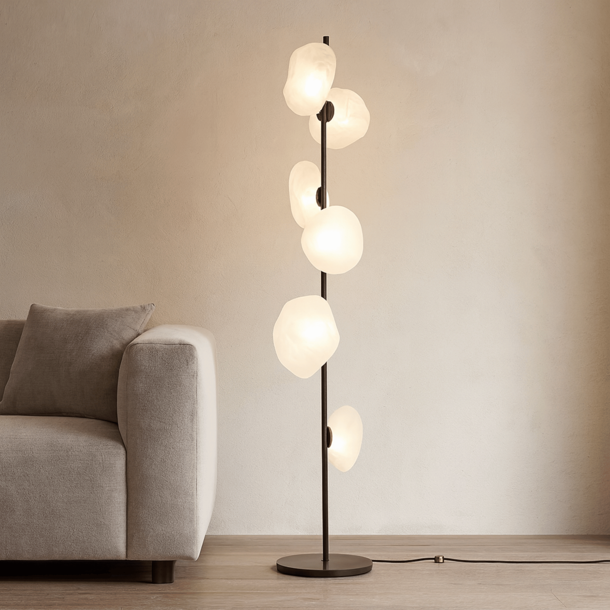 Glovar Artistic Glass Floor Lamp – Warm LED Light, Lamps, Sculptural for Living Room