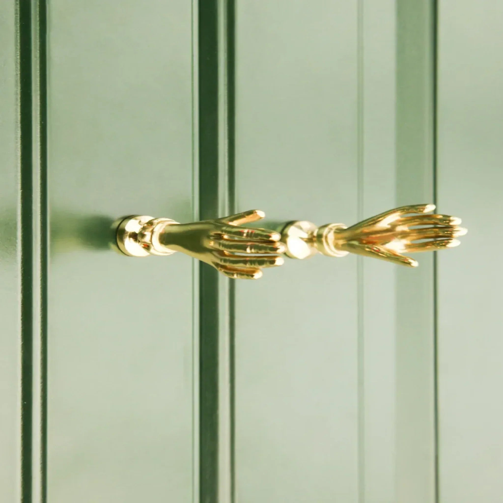 Brass Hand Cabinet Pull — Sculptural Gold Hardware, Knobs & Handles, Gripa Sculpted Handle