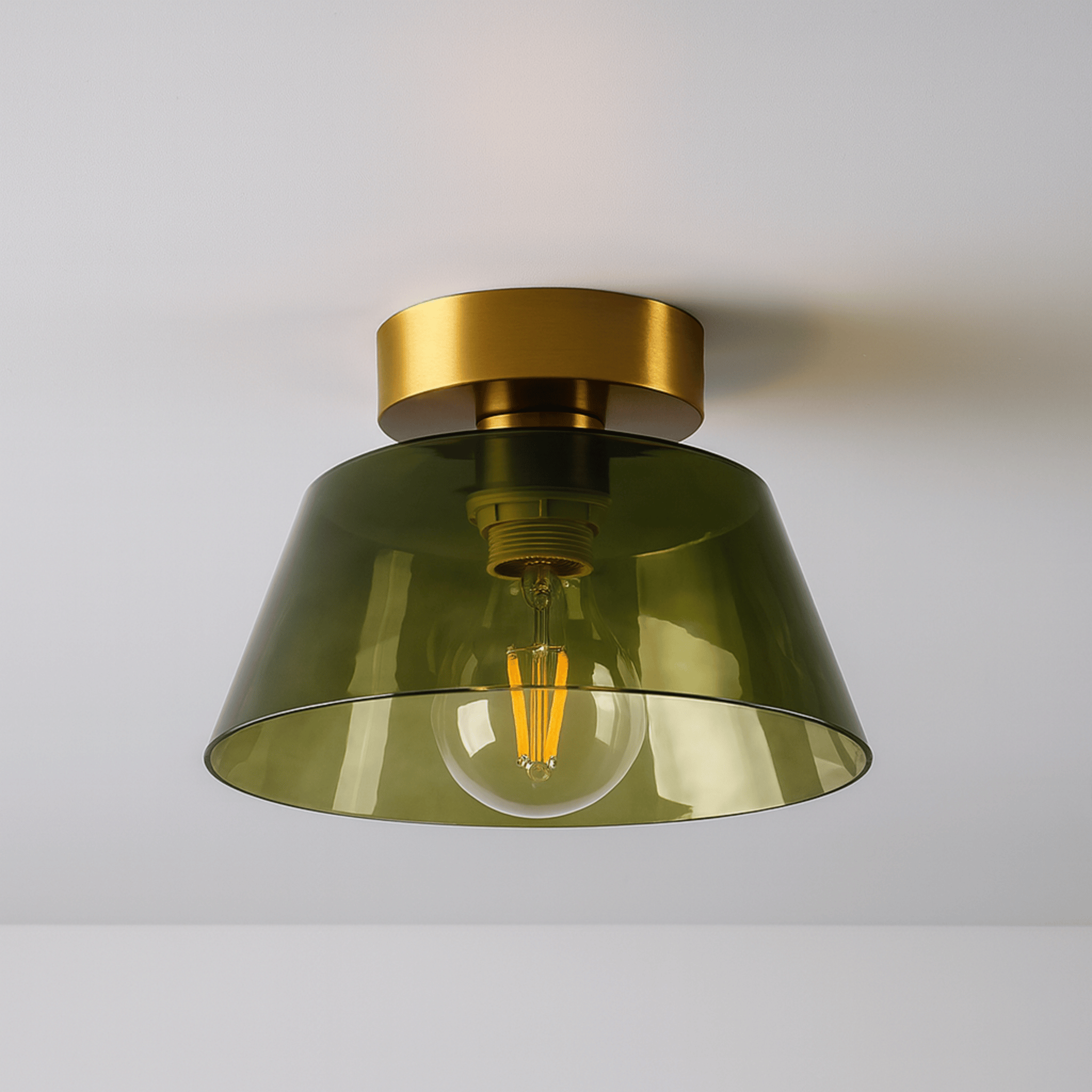 Modern Green Glass Ceiling Light for Bedrooms, Fixtures, Grönlys Living Room