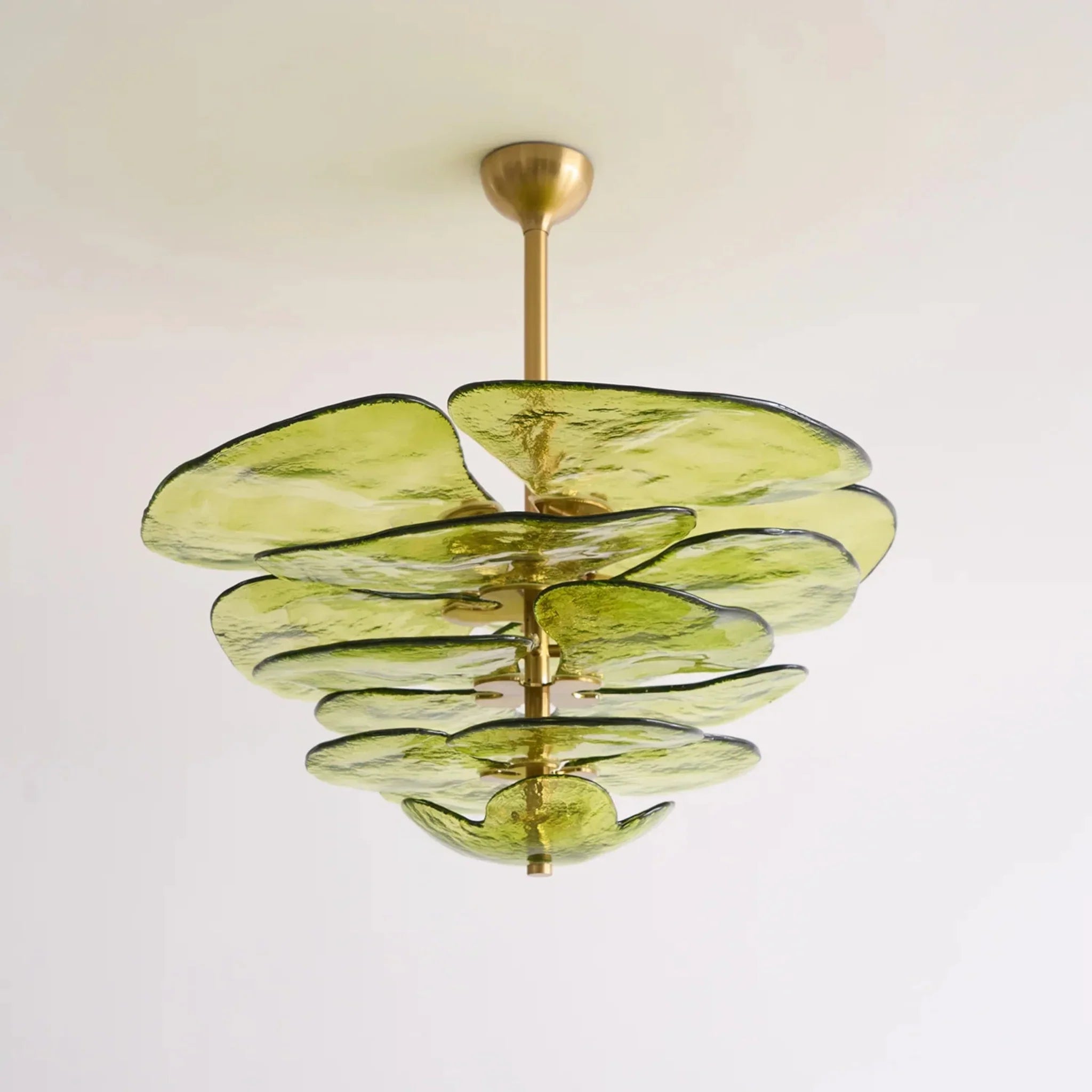 Green Glass Chandelier — Nordic Pendant by Skonne, DIA 19.6’’ (50cm), Ceiling Light Fixtures, Grønja Stained