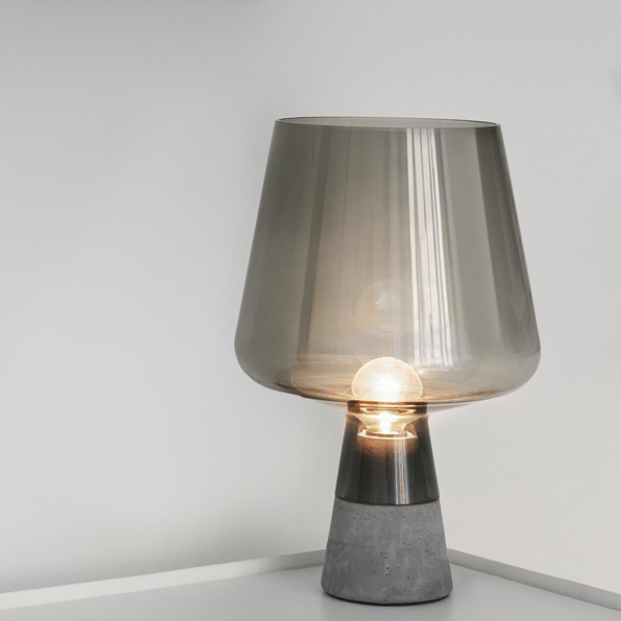Grunda Cement Glass Lamp — Industrial Nordic Style, 11.8’’ / Smoke Gray, Table Lamps,