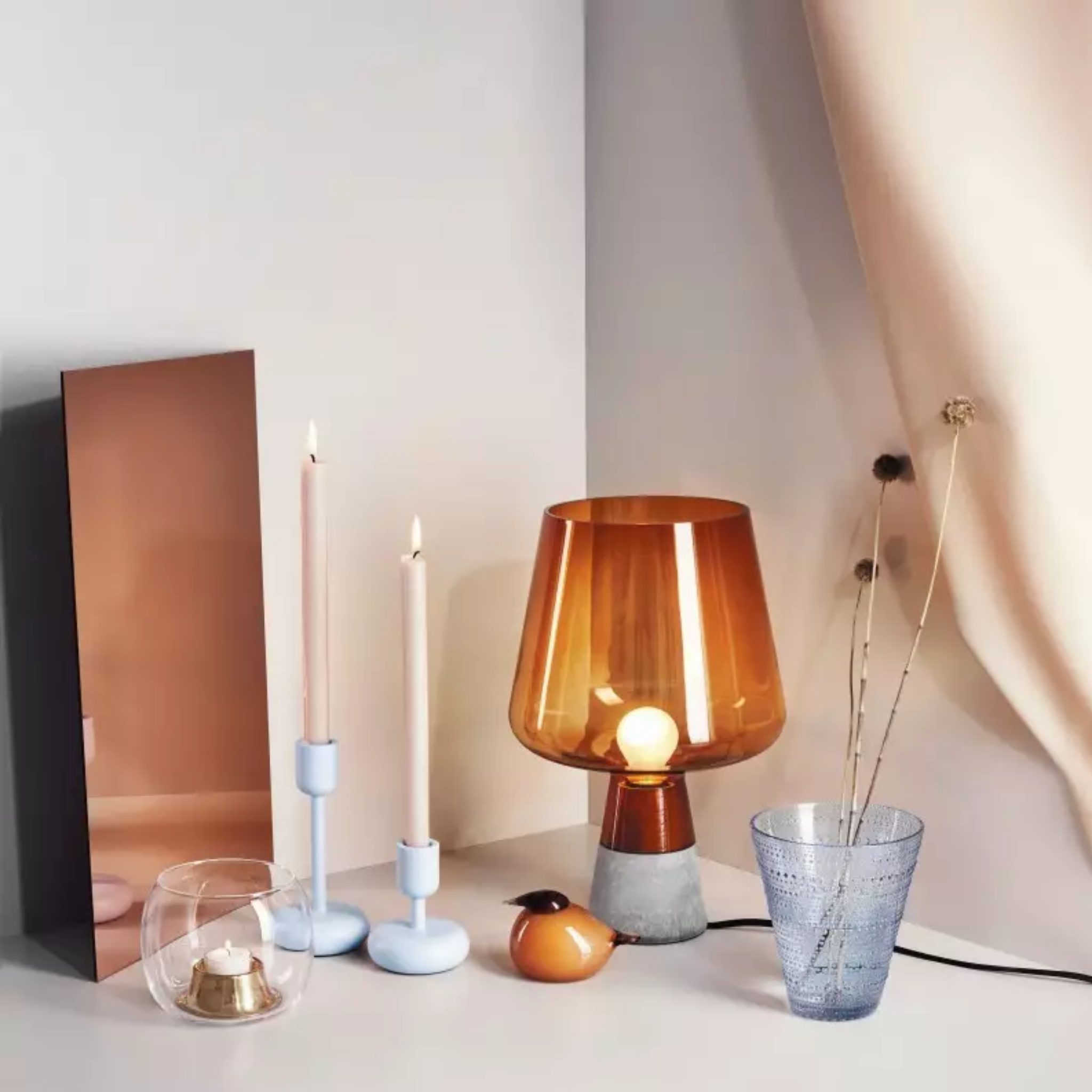 Grunda Cement Glass Lamp — Industrial Nordic Style, Table Lamps,