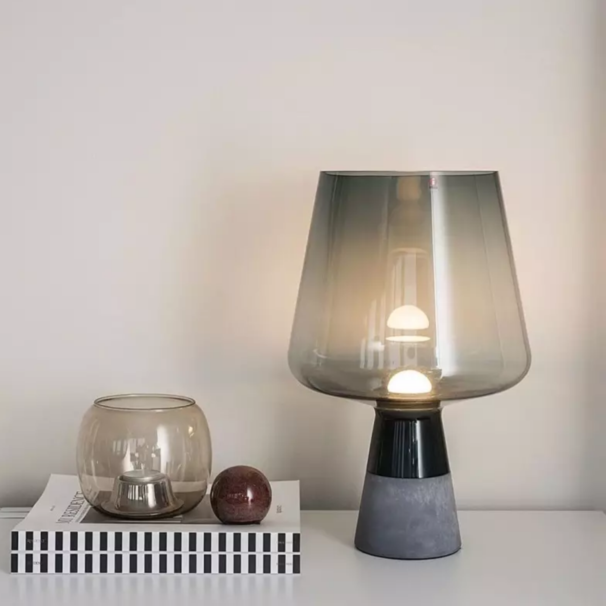 Grunda Cement Glass Lamp — Industrial Nordic Style, Table Lamps,