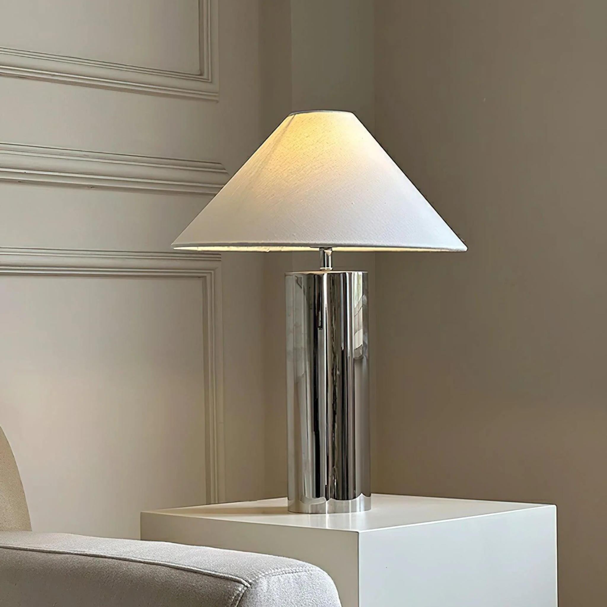 Modern Stainless Steel Table Lamp Sculptural Design, Lamps, Hattvik