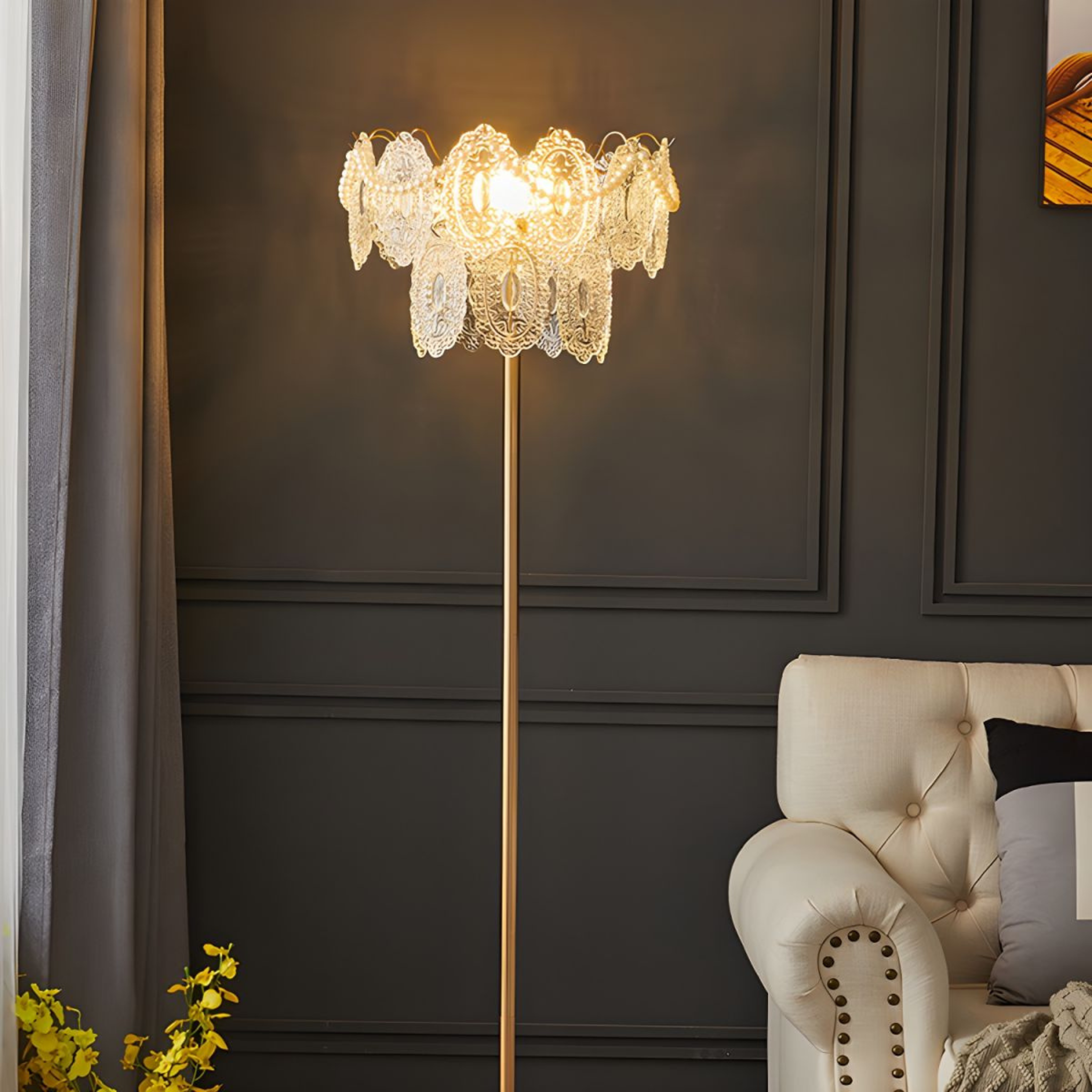 Nordic Crystal LED Floor Lamp Ambient Home Lighting, Lamps, Iseld for Living Room