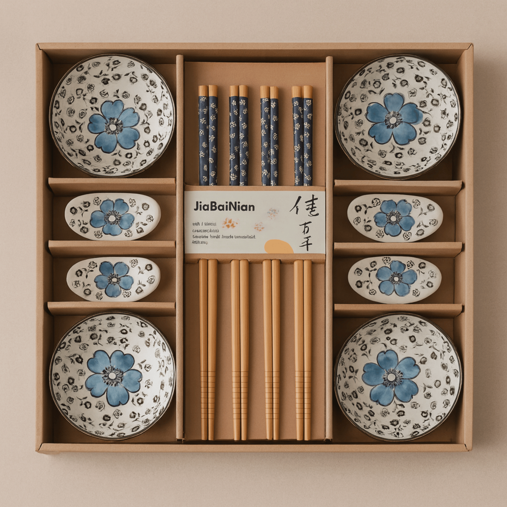 Kirsja Ceramic Sushi Set – Cherry Blossom Gift, Blue, Dinnerware Sets