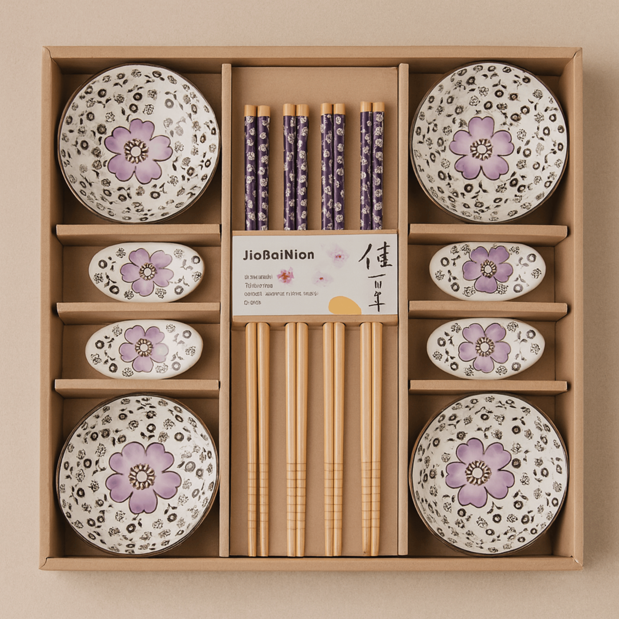 Kirsja Ceramic Sushi Set – Cherry Blossom Gift, Purple, Dinnerware Sets