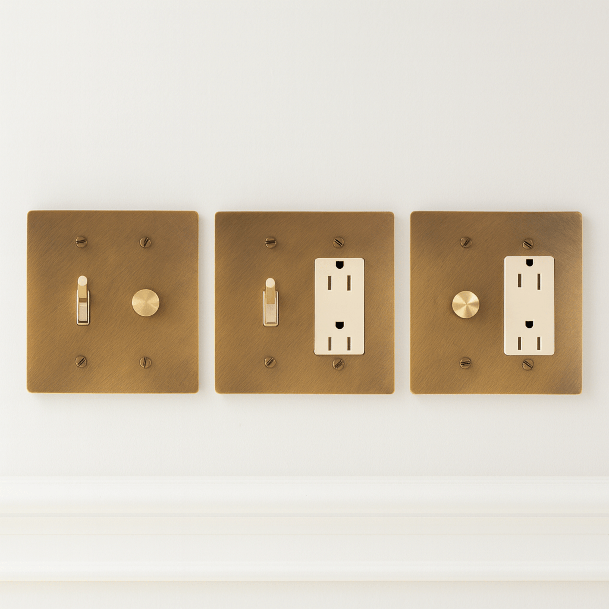 Knappa 2-Gang Brass Dimmer Toggle Wall Switch, Gold Retro / 1TOGGLE 1DIMMER, Single-Pole Switches,