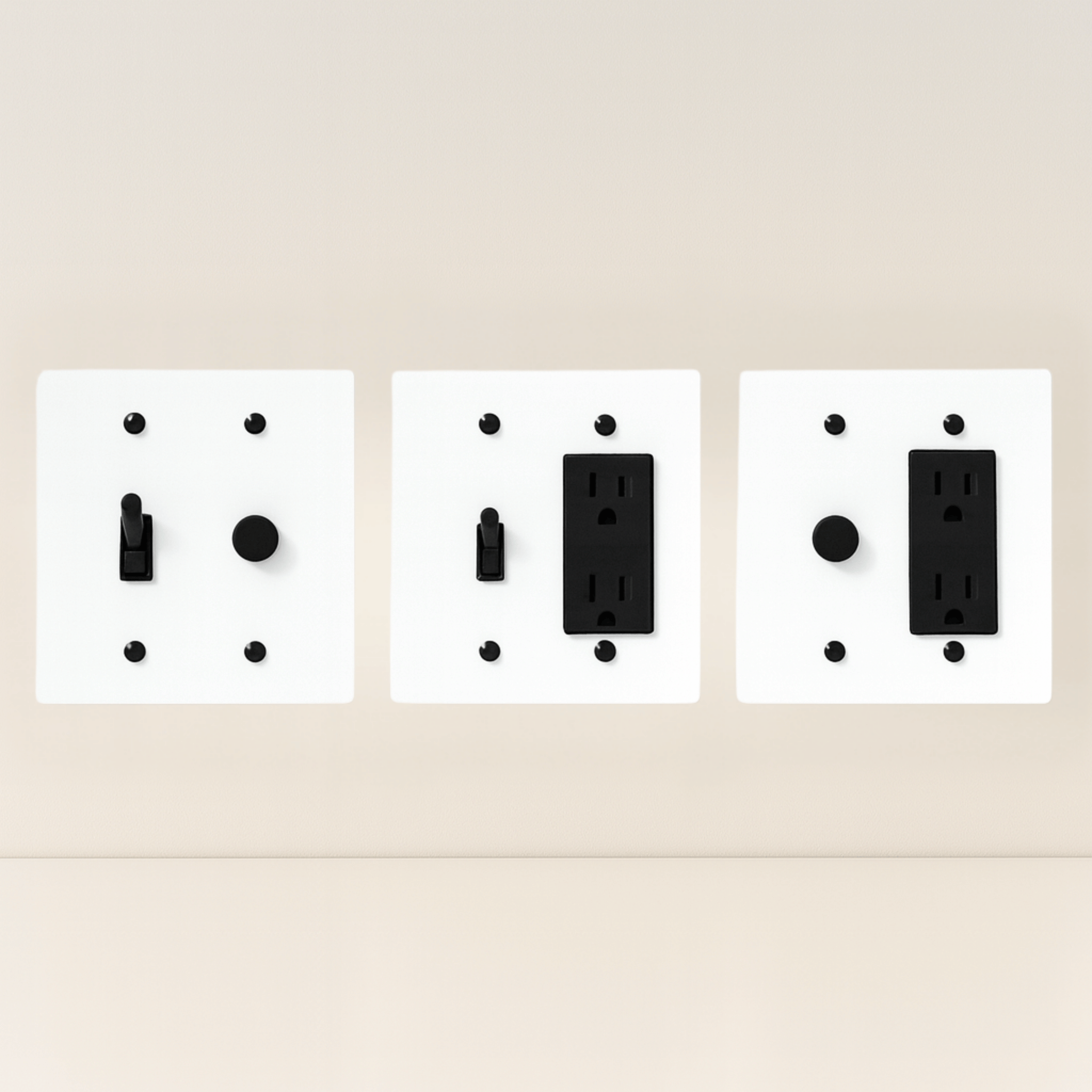 Knappa 2-Gang Brass Dimmer Toggle Wall Switch, White & Black / 1TOGGLE 1DIMMER, Single-Pole Switches,