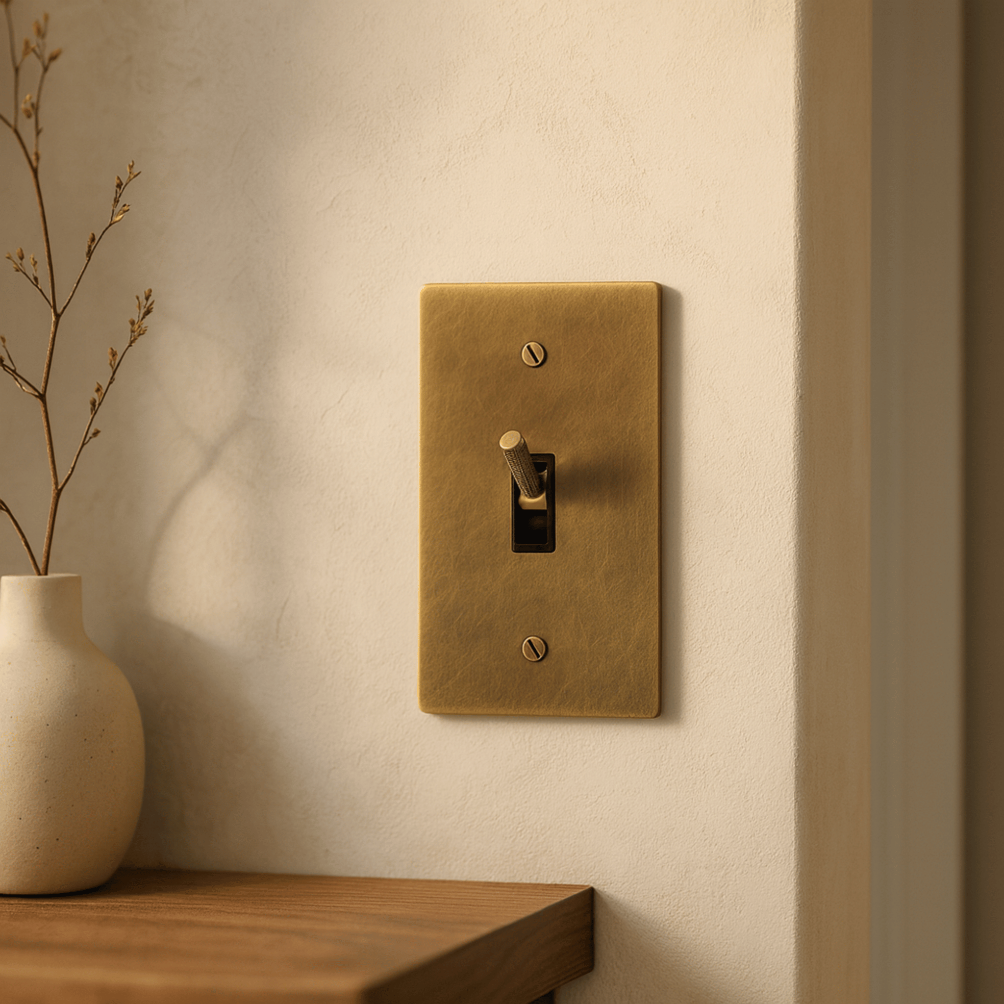Decorative Brass Toggle Switch Panel | UL Certified, Single-Pole Switches, Knappa