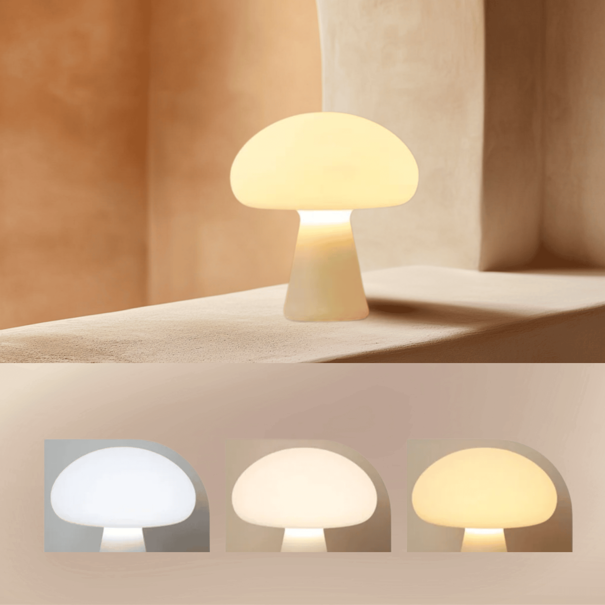 Mushroom Table Lamp Dimmable Cordless Rechargeable, Desk Lamps, Knopp