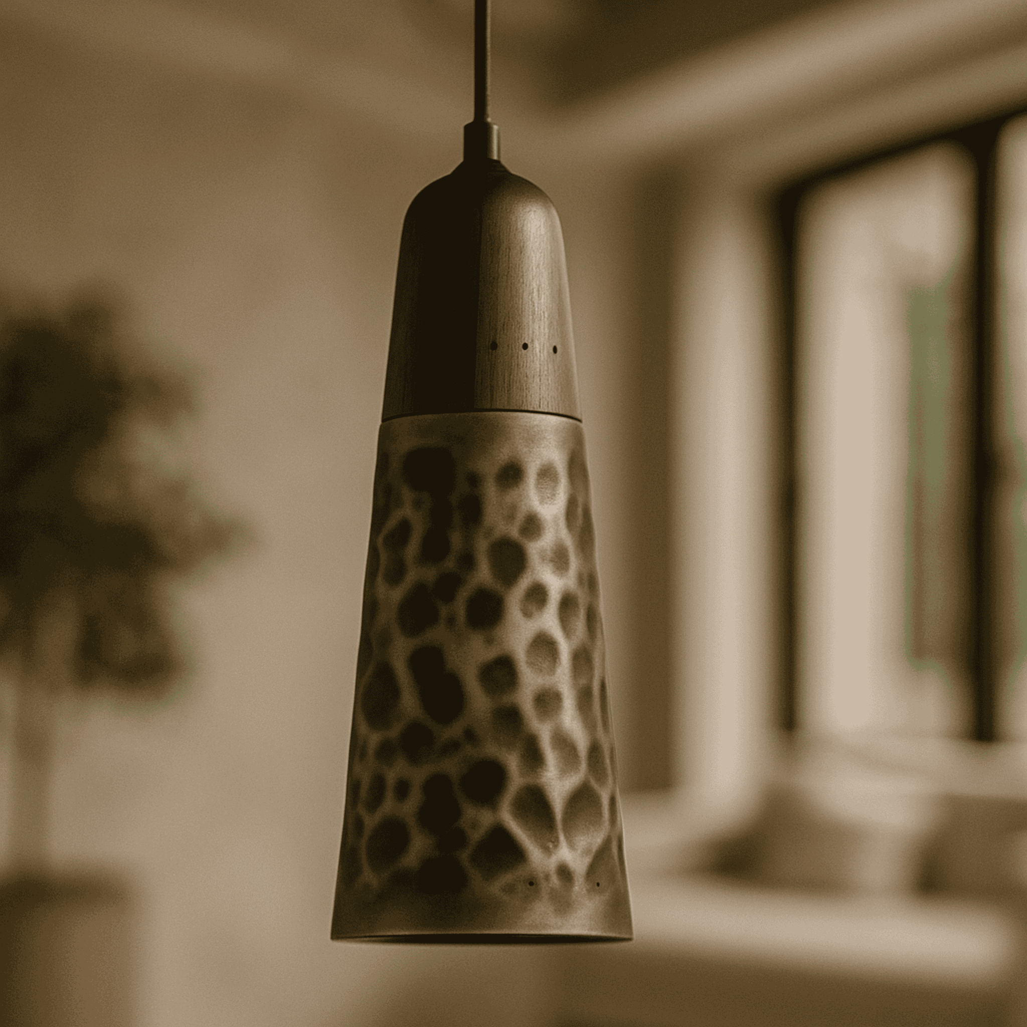 Nordic Copper Pendant Light Walnut Accent for Home, Ceiling Fixtures, Kobbra with Detail