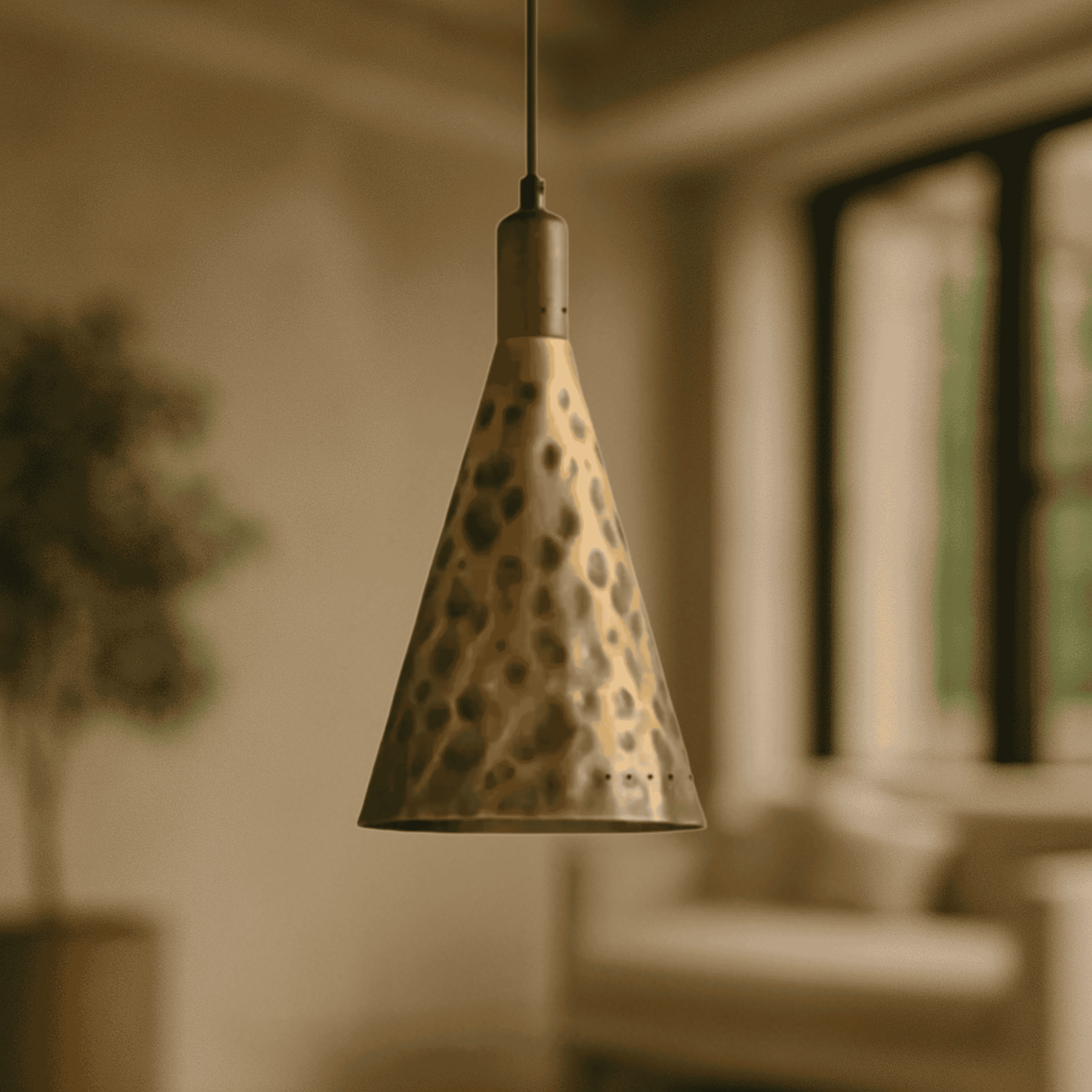 Nordic Copper Pendant Light Walnut Accent for Home, Ceiling Fixtures, Kobbra with Detail