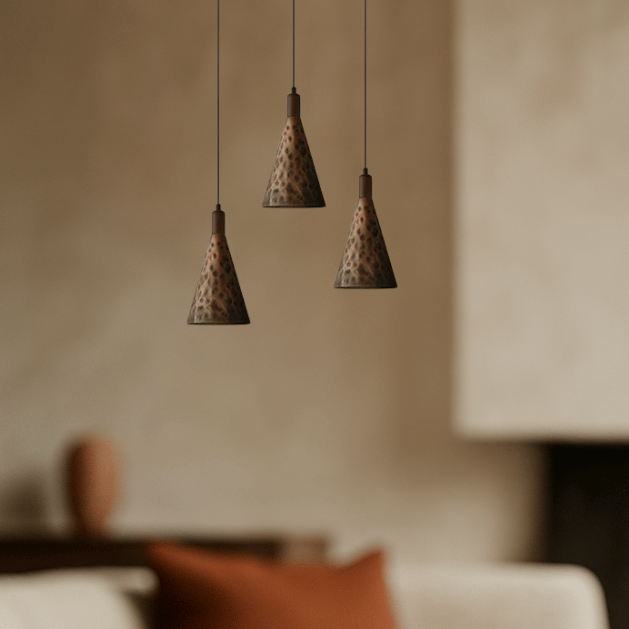 Nordic Copper Pendant Light Walnut Accent for Home, Lunor, Ceiling Fixtures, Kobbra with Detail