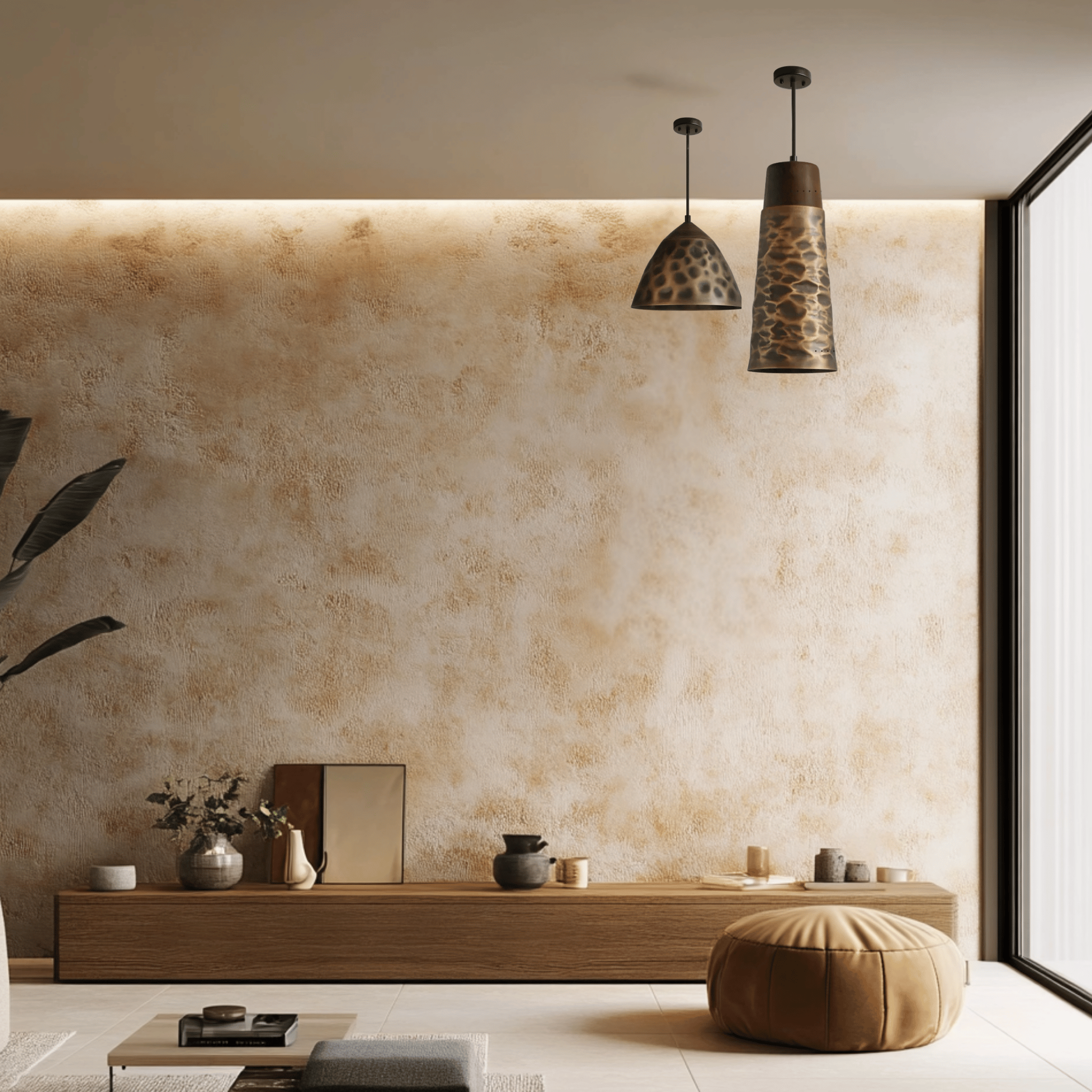 Nordic Copper Pendant Light Walnut Accent for Home, Velin, Ceiling Fixtures, Kobbra with Detail