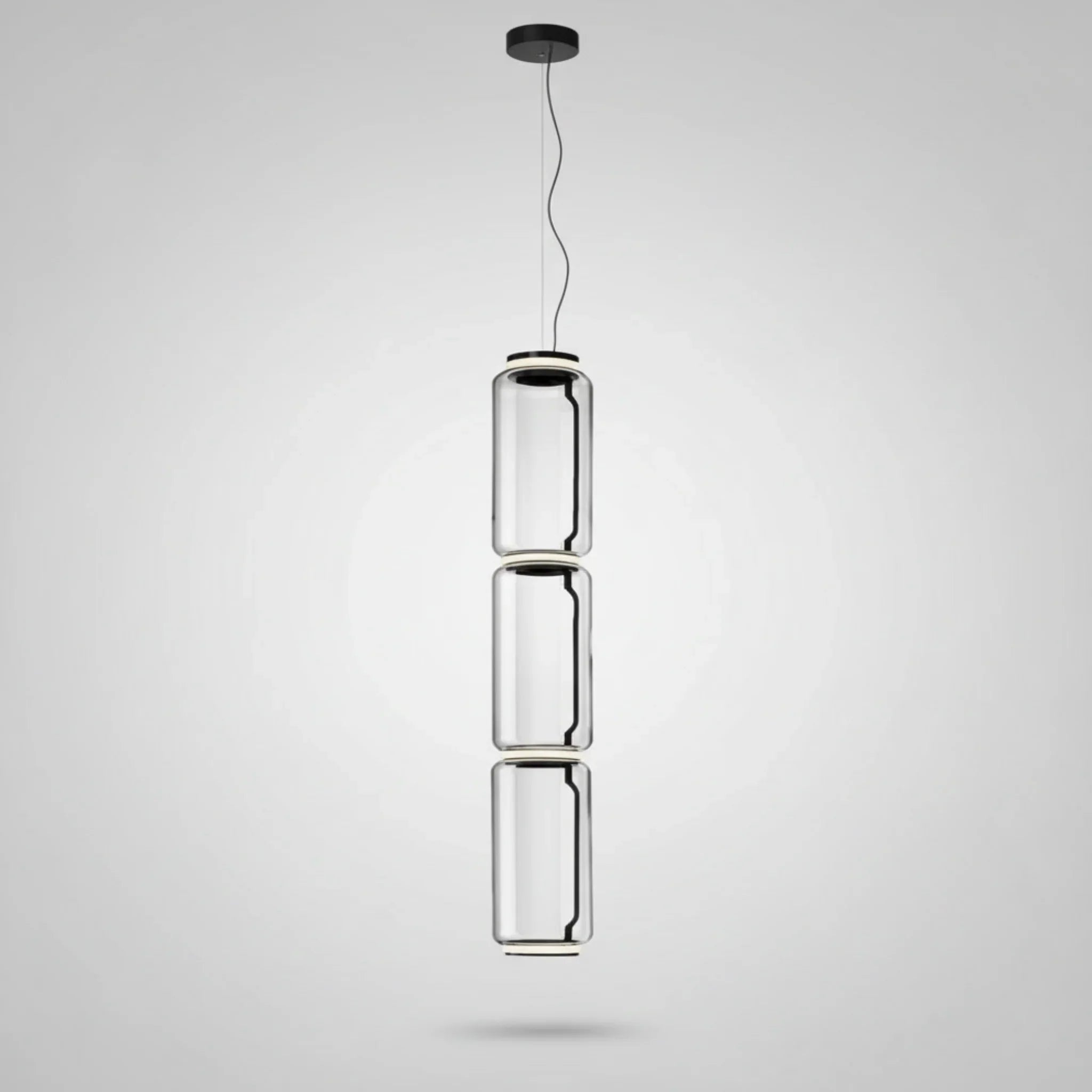 Kolna Glass Pendant Light Minimalist Nordic Decor, Large, Ceiling Fixtures, Hand-Blown Cylinder