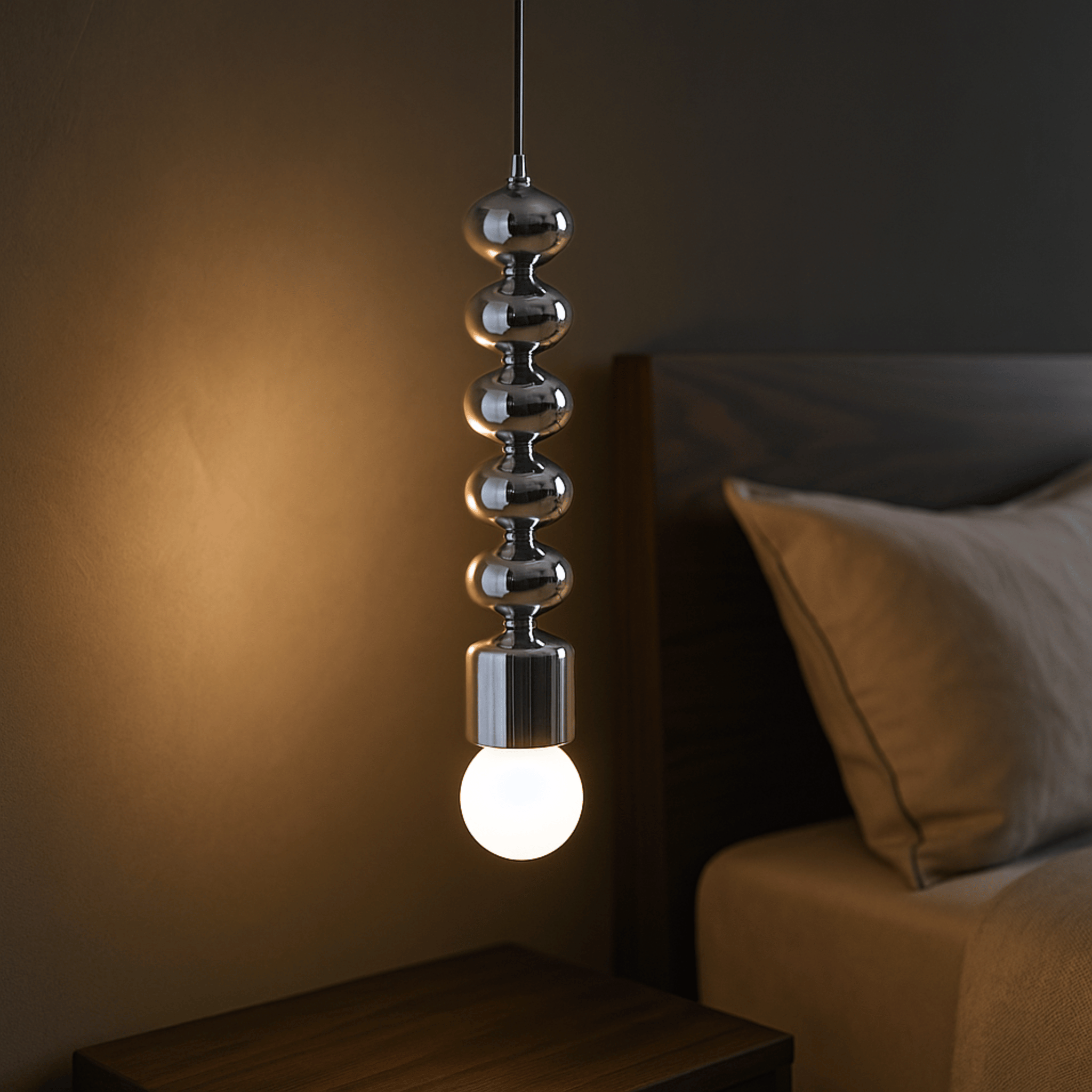 Ribbed Chrome Pendant Light Bauhaus Nordic E27, Ceiling Fixtures, Kroma Style