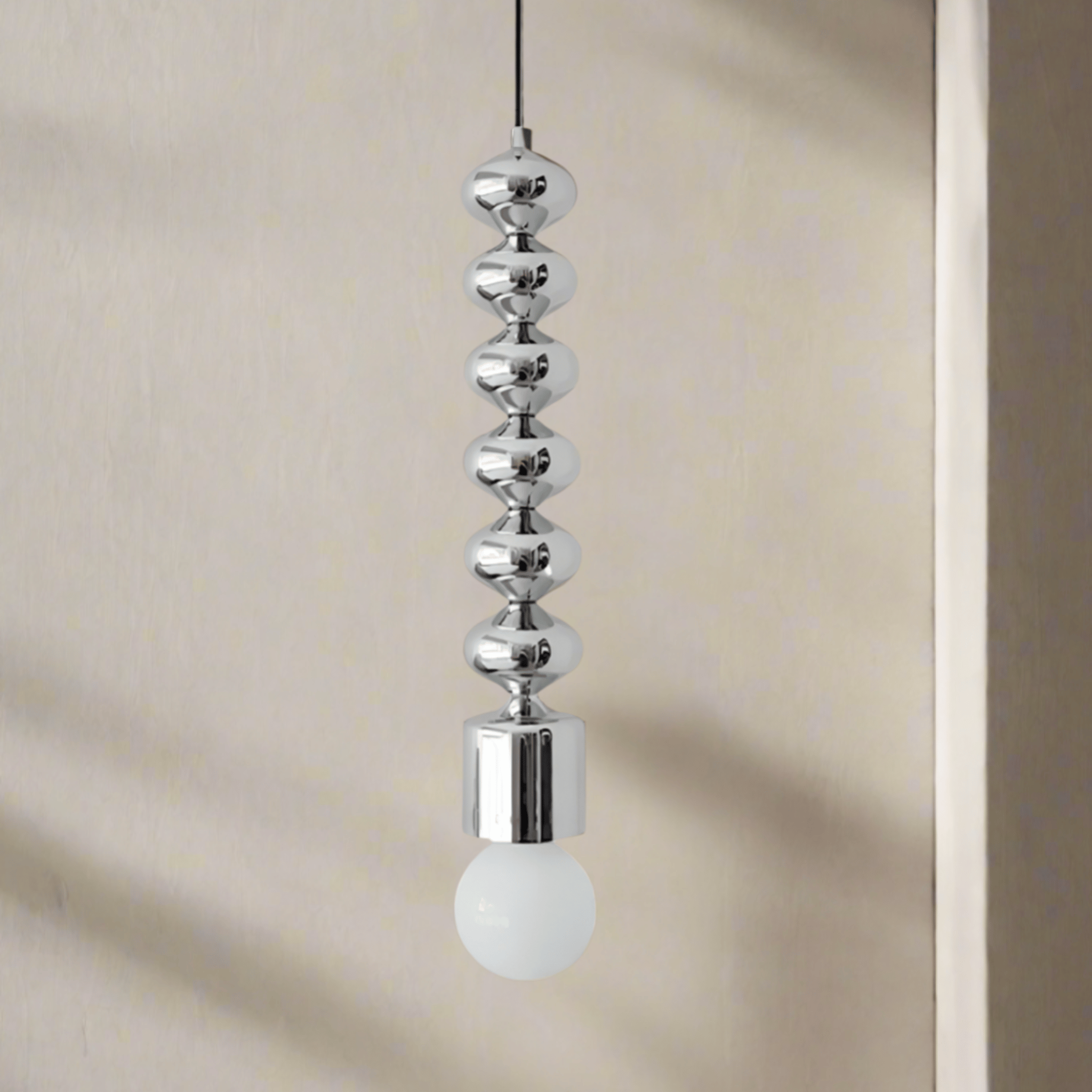 Ribbed Chrome Pendant Light Bauhaus Nordic E27, Ceiling Fixtures, Kroma Style