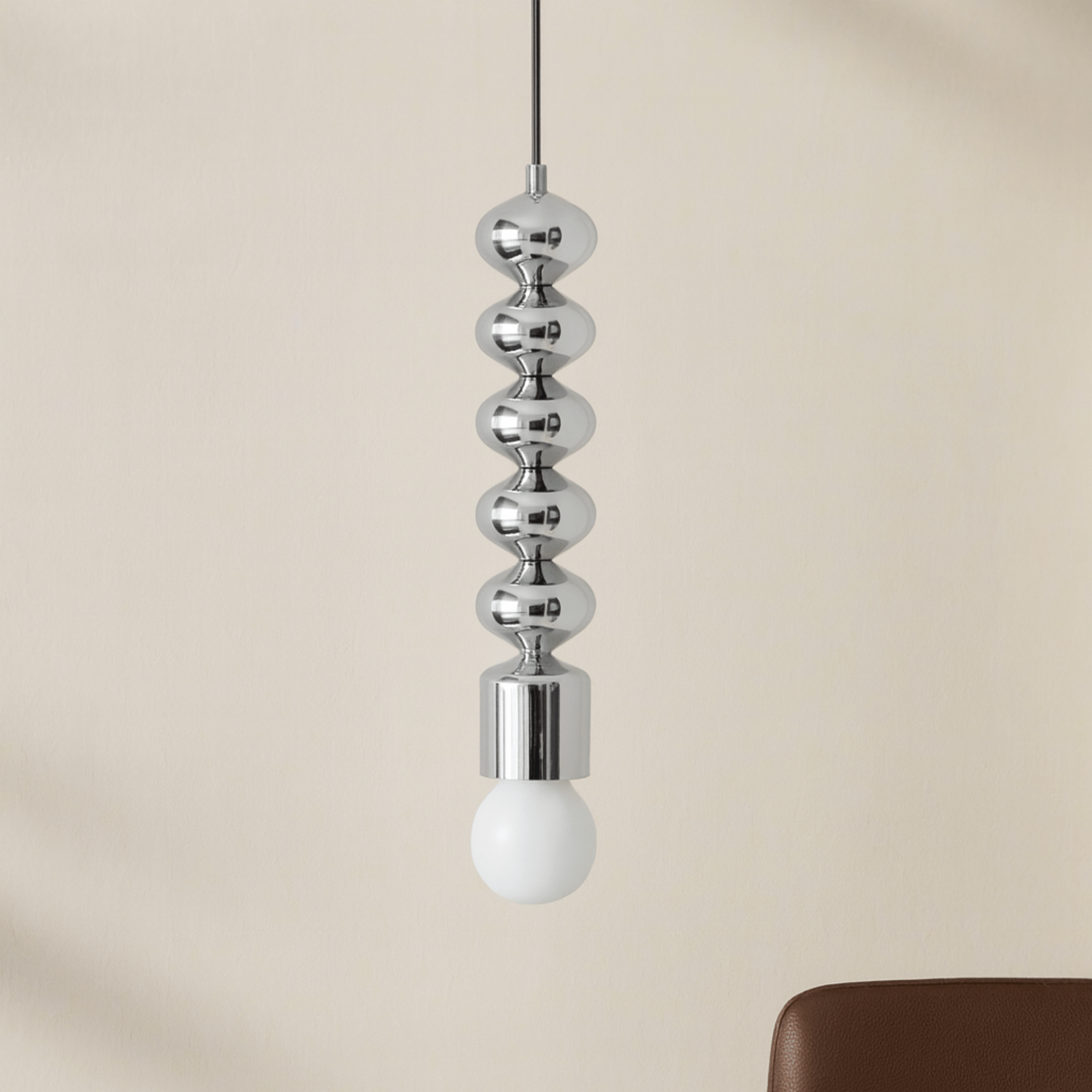 Ribbed Chrome Pendant Light Bauhaus Nordic E27, Ceiling Fixtures, Kroma Style