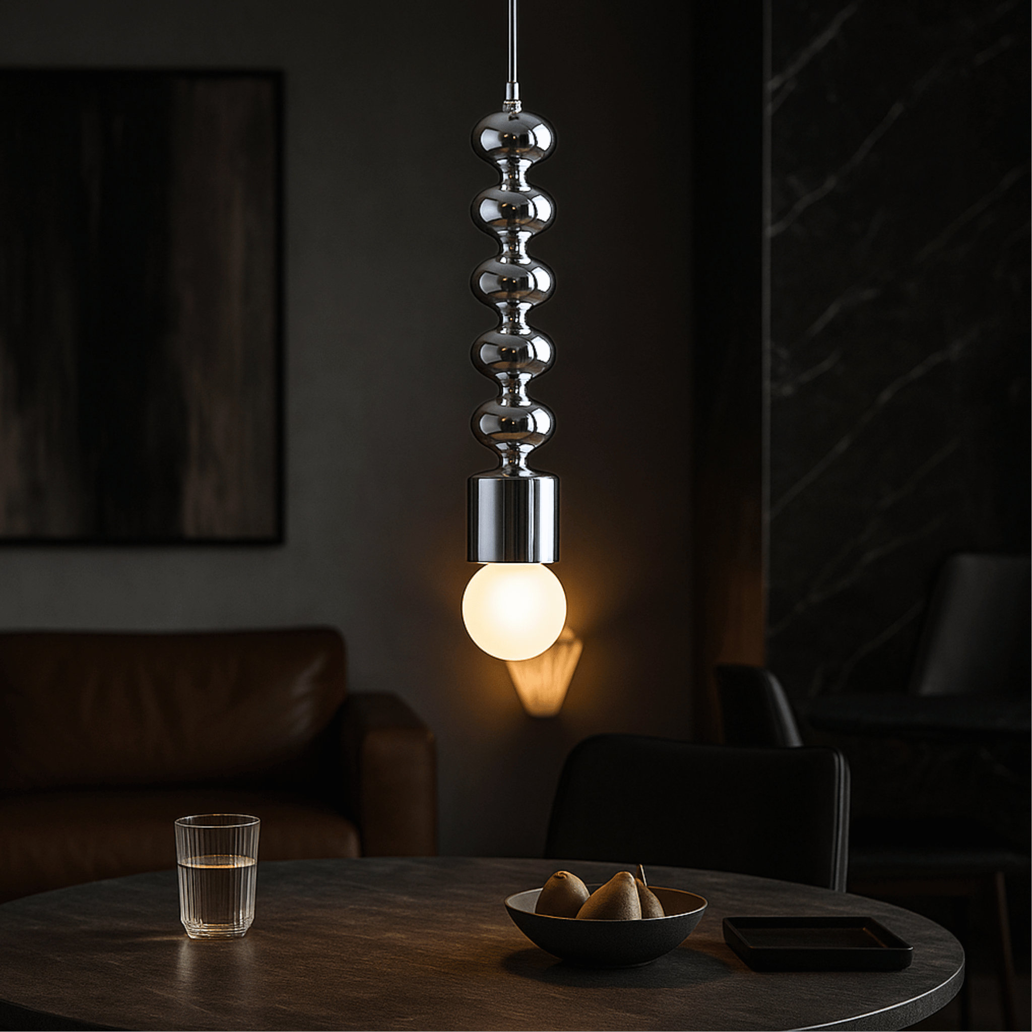 Ribbed Chrome Pendant Light Bauhaus Nordic E27, Ceiling Fixtures, Kroma Style