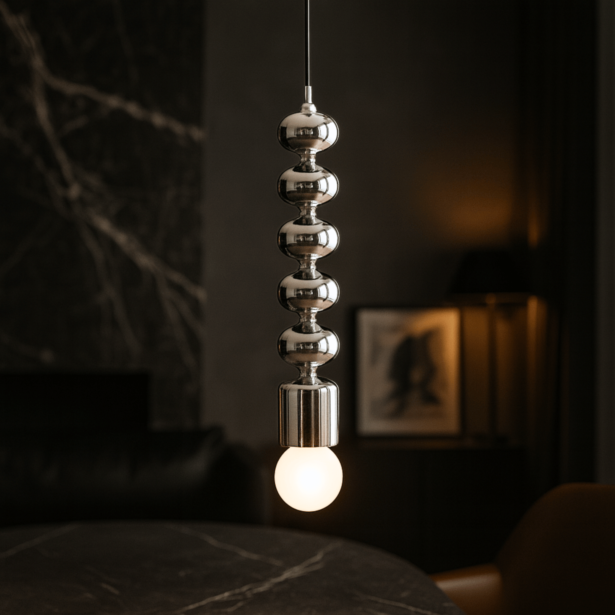 Ribbed Chrome Pendant Light Bauhaus Nordic E27, Ceiling Fixtures, Kroma Style