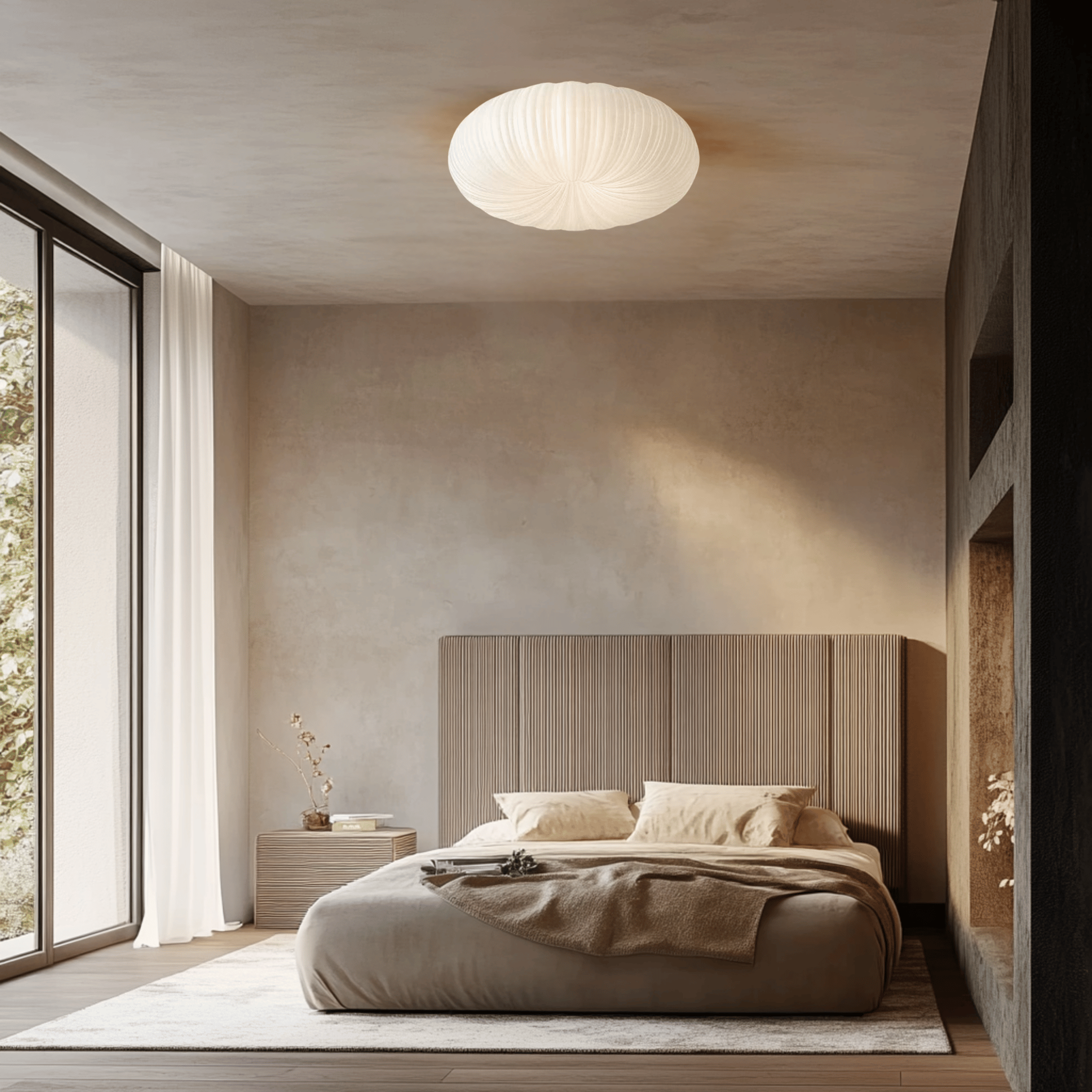 Kupa Sculptural Cream Flush Mount LED Ceiling Light, Fixtures