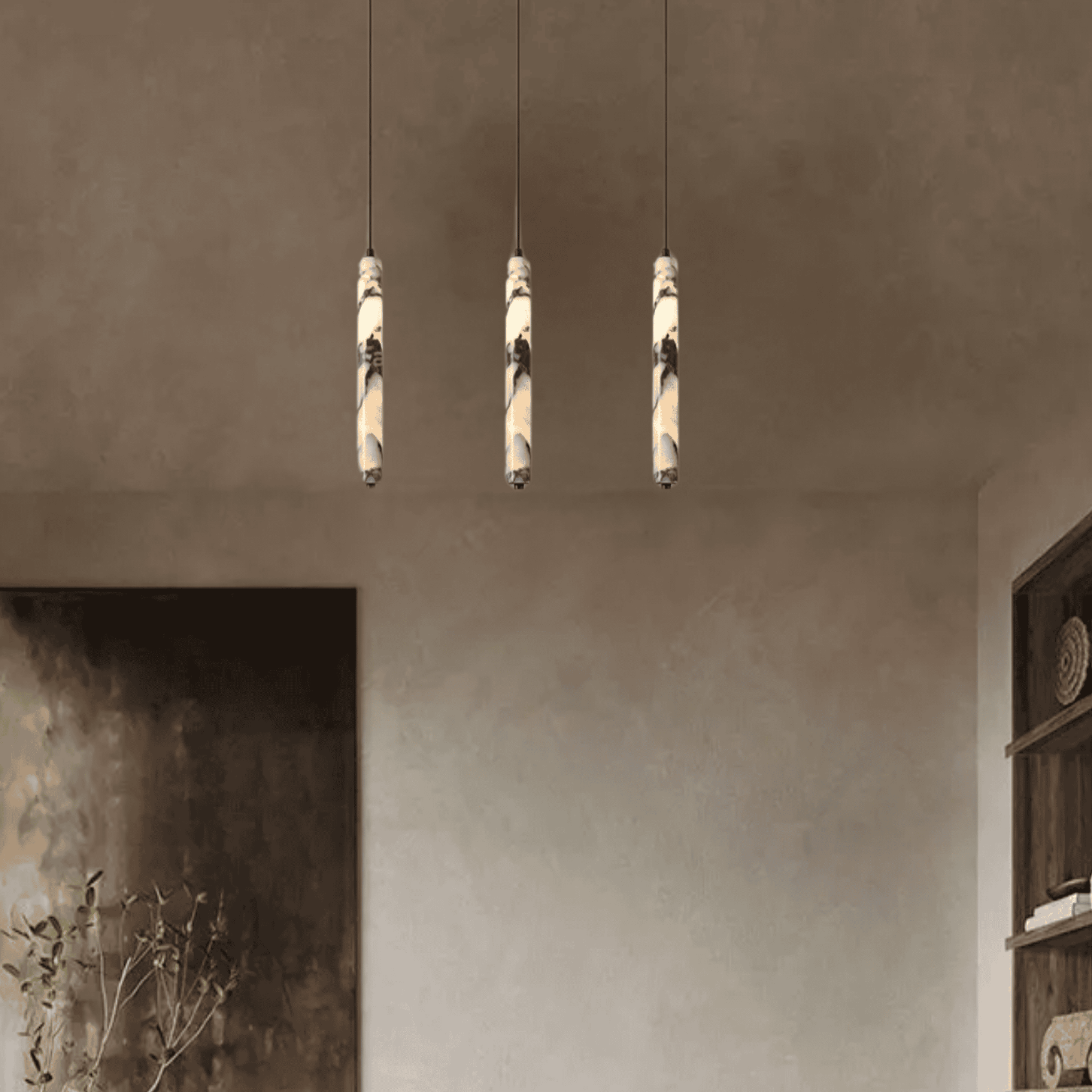 Black Natural Stone Pendant Light – Nordic Style, Ceiling Fixtures, Kvart Cylinder